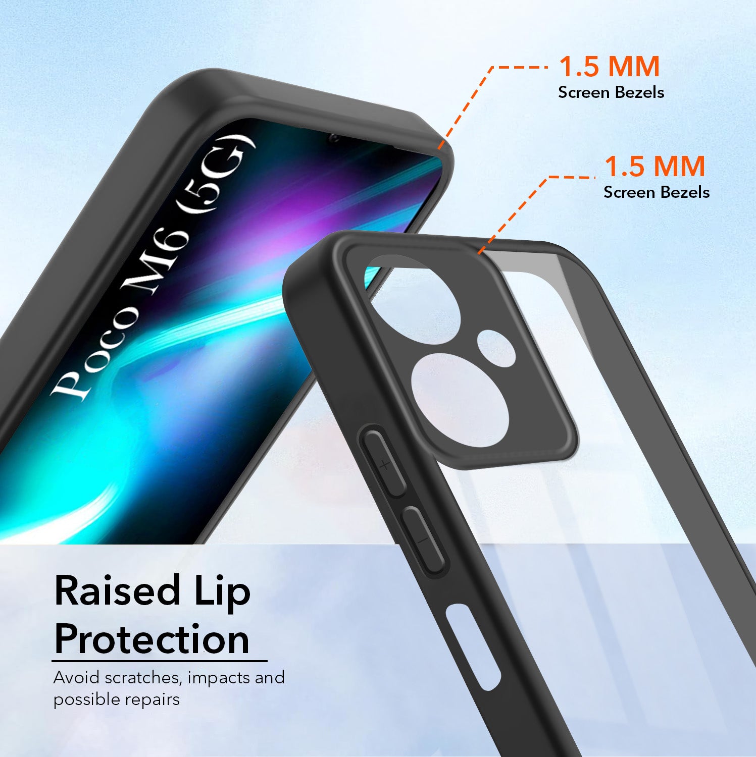 For Poco M6 5G Back Cover Case Ultra-Hybrid (Lifetime Anti Yellow | Anti Scratch | Crystal Clear Shockproof)