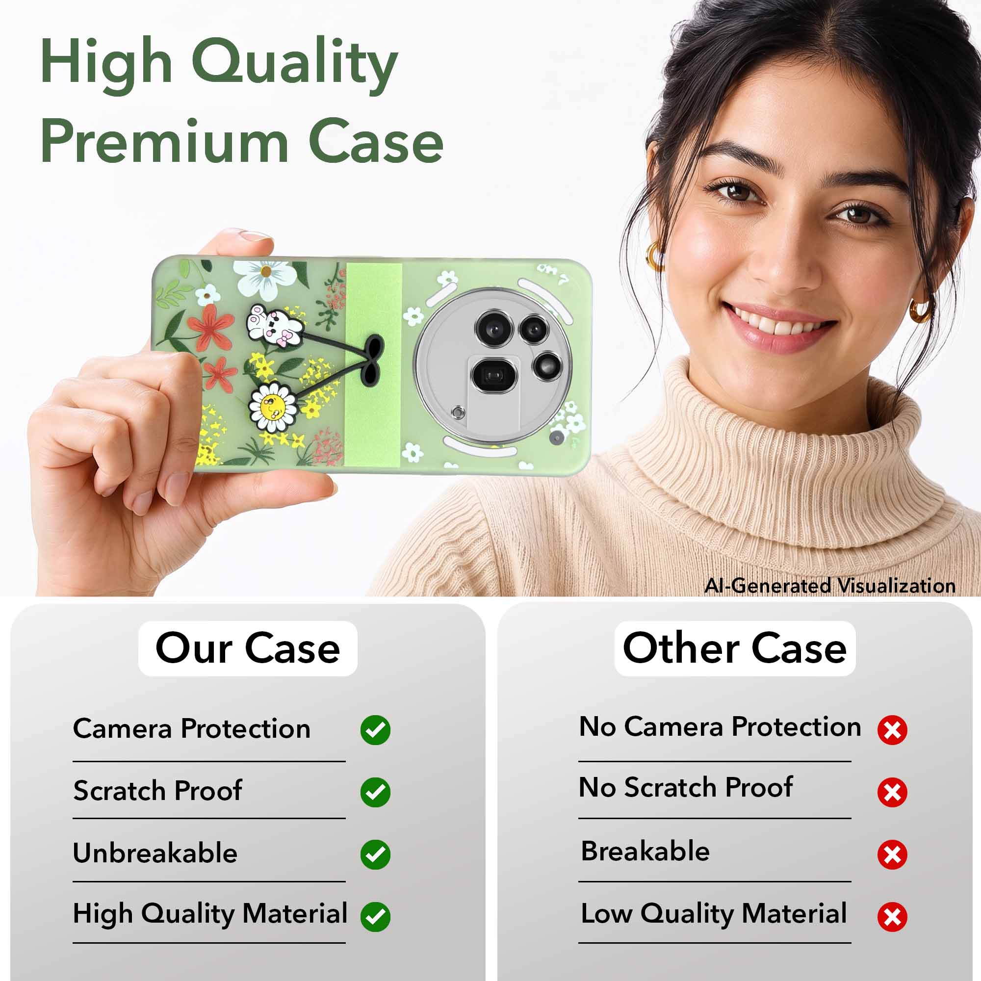For Nothing Phone 3A Pro 5G Back Cover Case (3D Cute Cartoons | Hard Back Side Soft | Matte Premium Finish | HD Printing)
