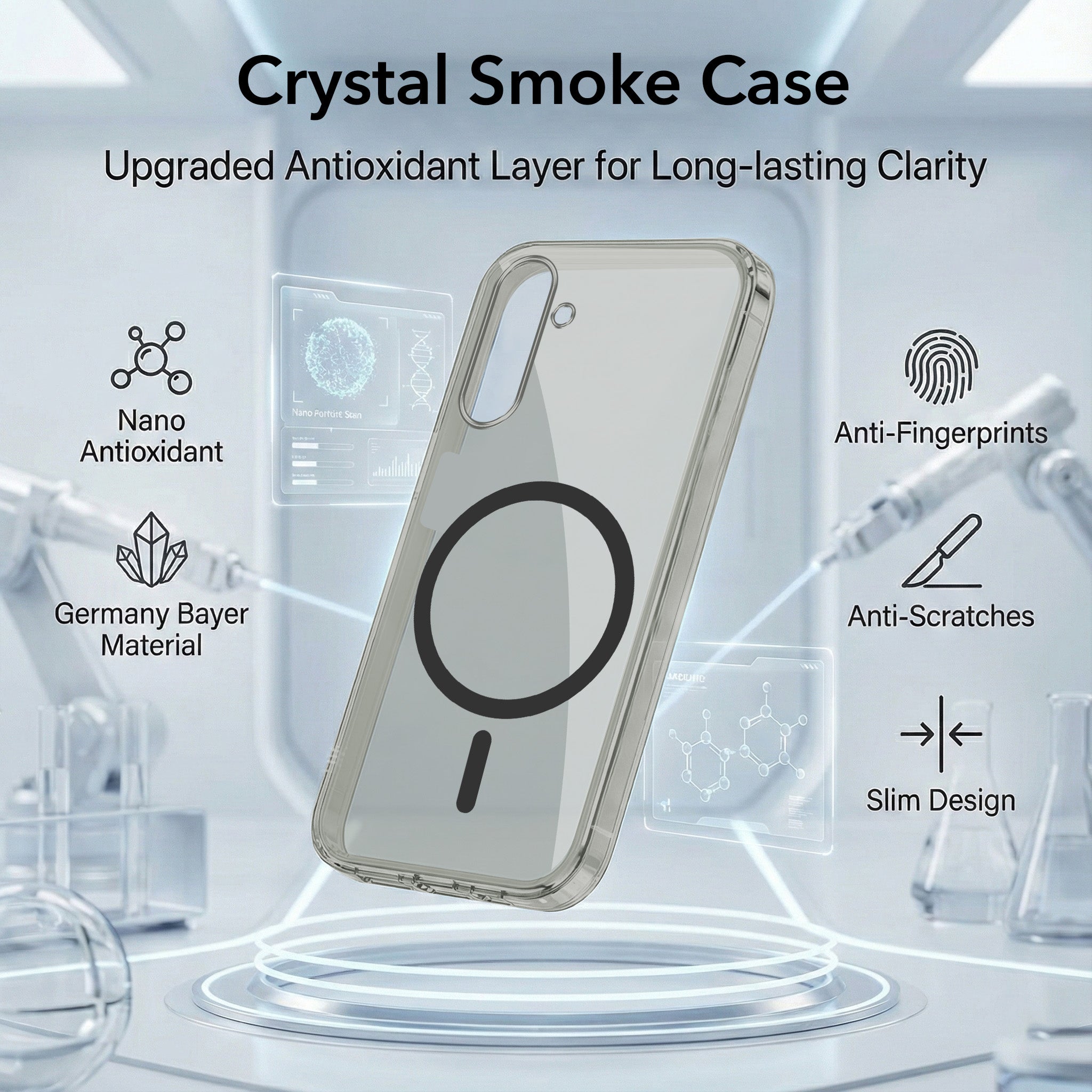 For Samsung Galaxy M36 | Samsung Galaxy F36 Back Cover Case Lifetime Anti-Yellow MagSafe Compatible Clear (Sleek Hard Crystal | Shockproof and Camera Protection)