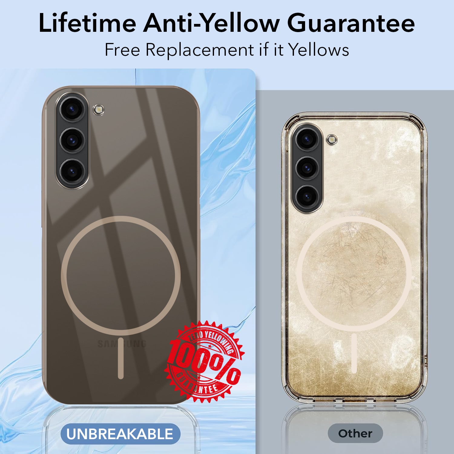For Samsung Galaxy S23 Plus Back Cover Case Crystal Anti Yellow (MagSafe Wireless Charging Support |Camera Protection Bump)