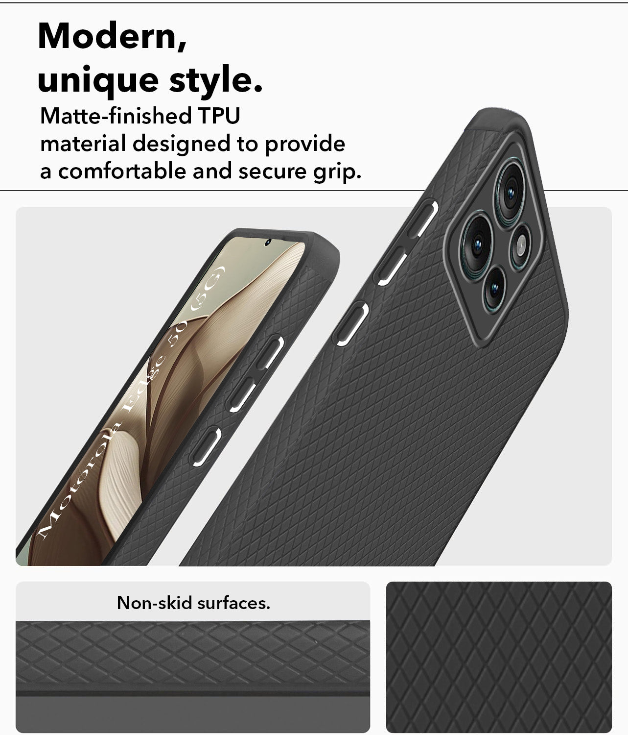 For Motorola Moto Edge 50 5G Back Cover Case (Liquid Silicone | Side Grip | Camera Protection)