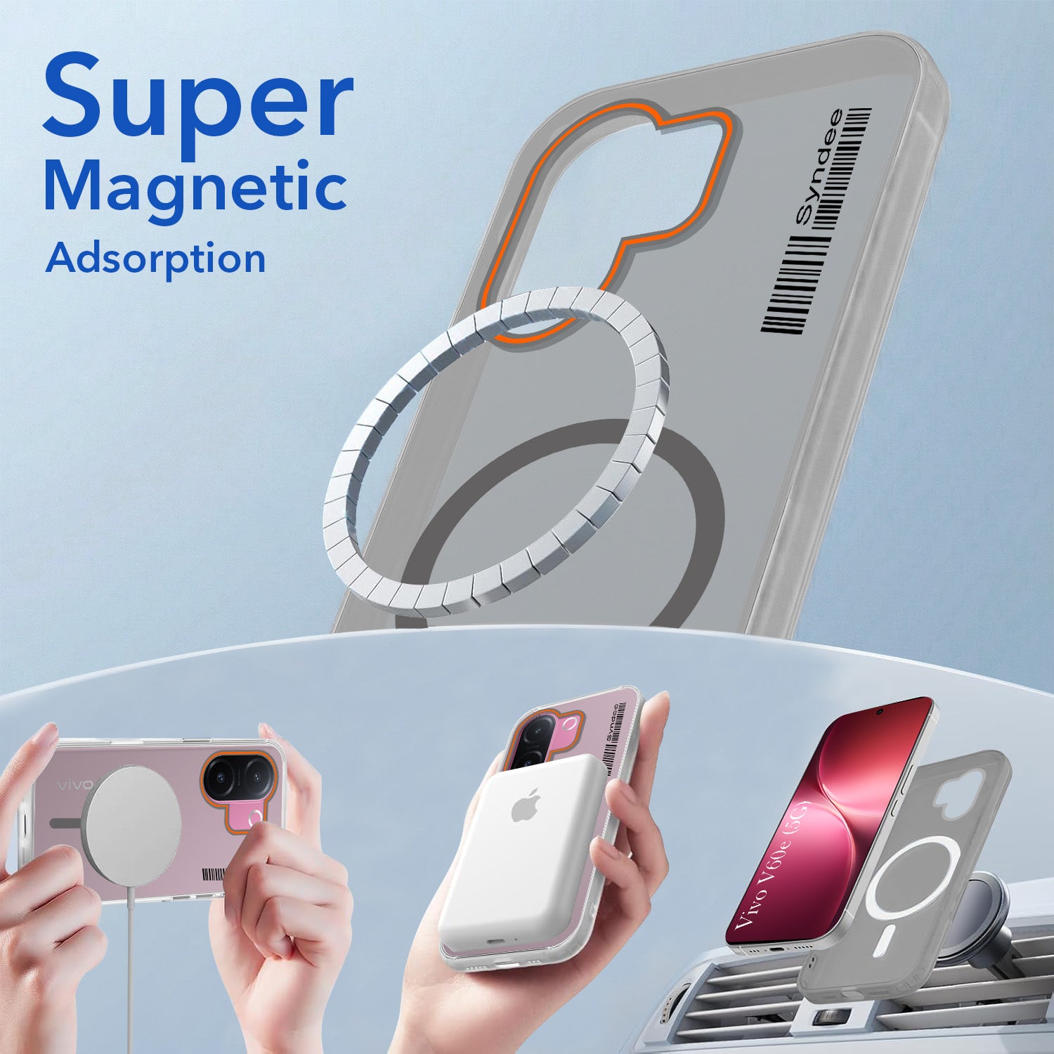For Vivo V60e Back Cover Case (Soft Touch | Camera Bump Protection | MagSafe Compatible | Matte Finish)