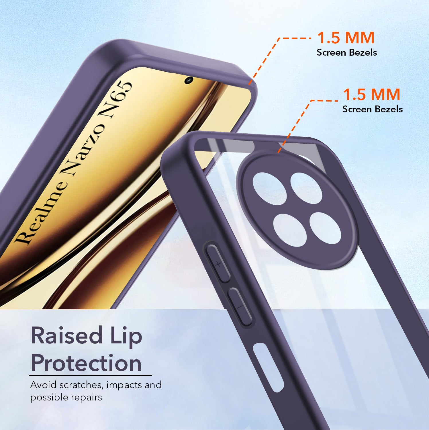 For Realme Narzo N65 5G Ultra-Hybrid Back Cover Case (Lifetime Anti Yellow | Anti Scratch | Crystal Clear Shockproof)