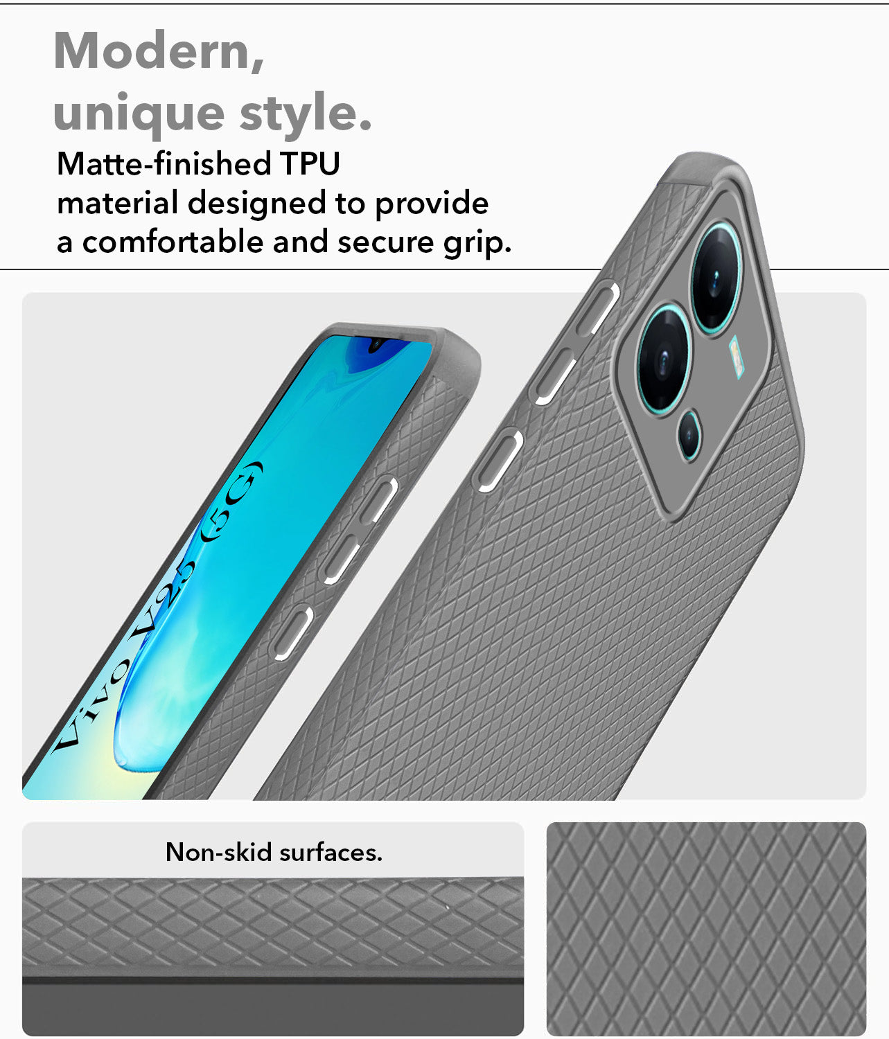 For Vivo V25 5G Back Cover Case (Liquid Silicone | Side Grip | Camera Protection)