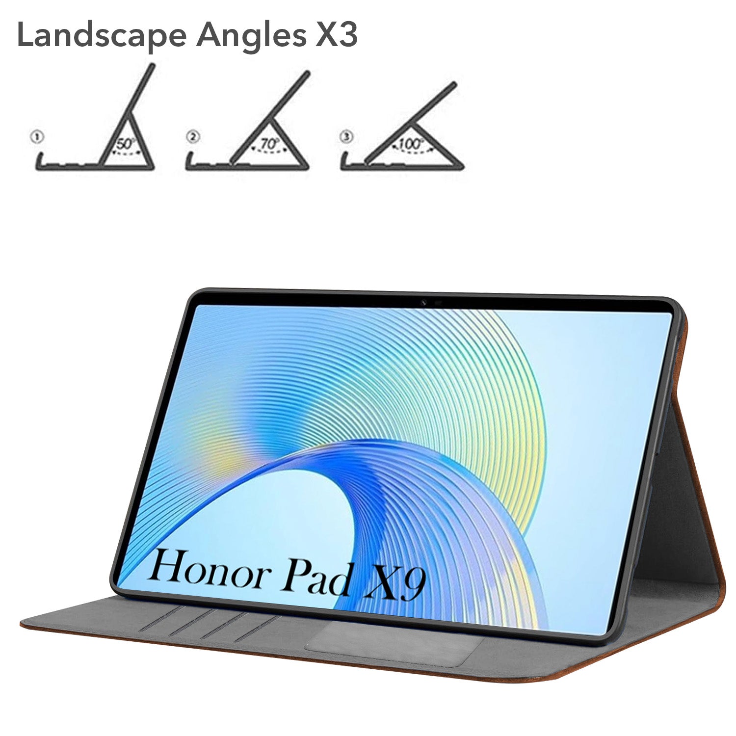 For Honor Pad X9 11.5 Inch Flip Cover Folio Case (PU Leather | Multi-Angle Smart Stand | Card Storage Slots | Silicone Back Pouch)