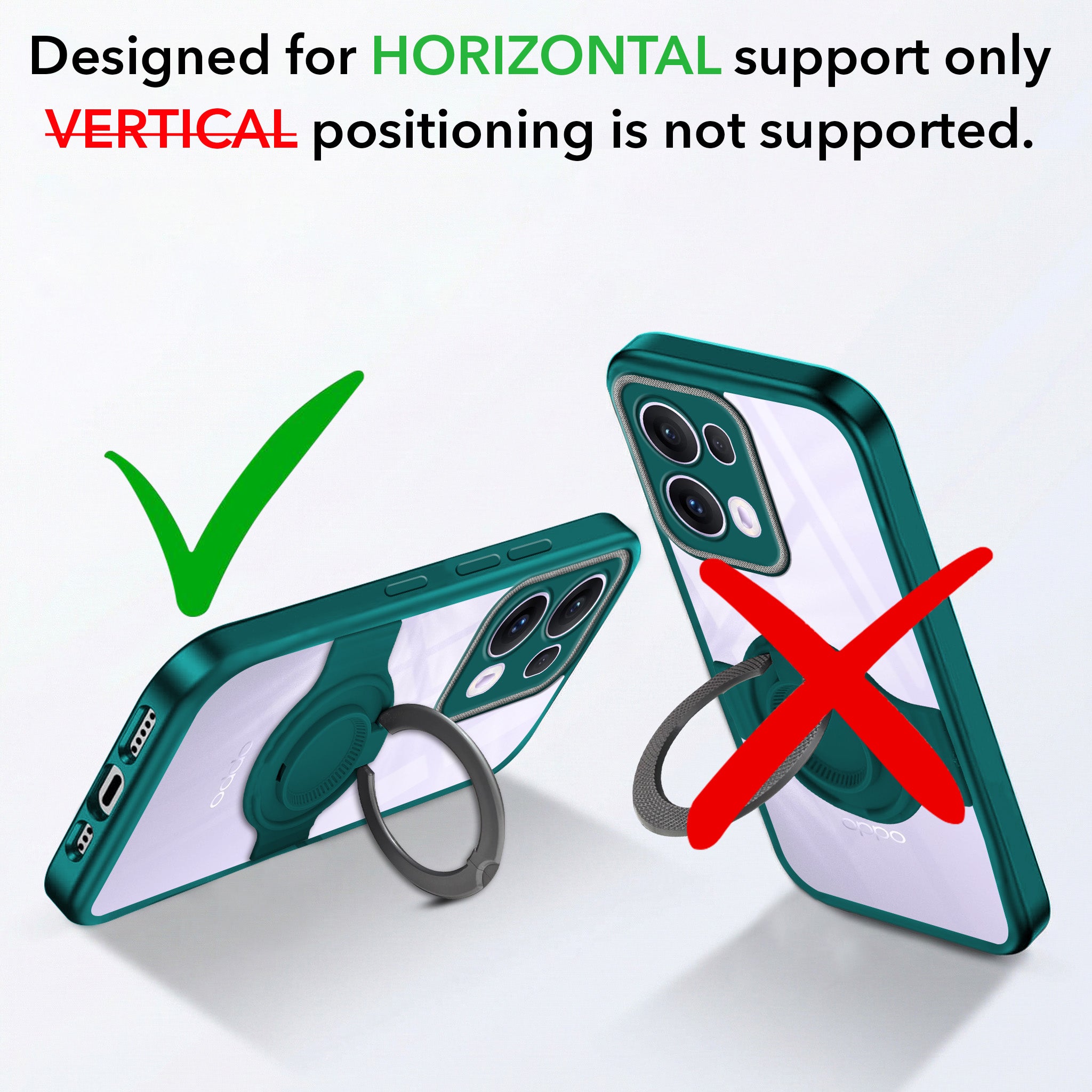 For Oppo Reno13 Pro 5G | Oppo Reno 13 Pro 5G Back Cover Case with stand (Built-in Ring Holder Kickstand | Lifetime Anti Yellow | Camera Protection)