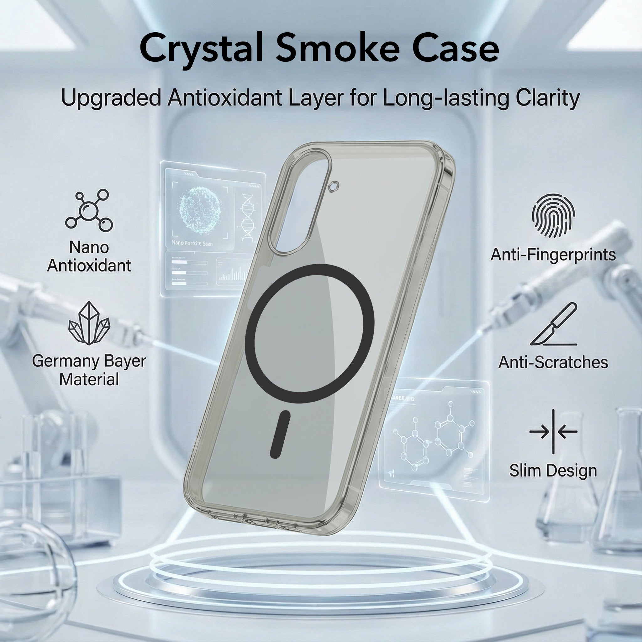 For Samsung Galaxy A26 5G Back Cover Case Lifetime Anti-Yellow MagSafe Compatible Clear (Sleek Hard Crystal | Shockproof and Camera Protection)