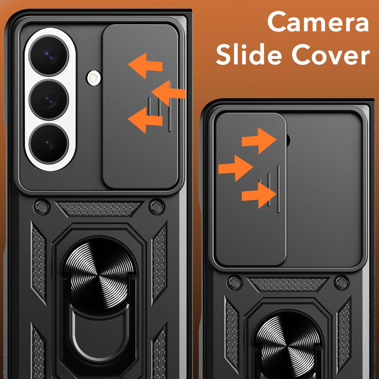 For Samsung Galaxy Z Fold 8 Ultra Back Cover Case Hybrid Armor (Sliding Shutter Camera Protection | Polycarbonate |Ring Holder Kickstand)