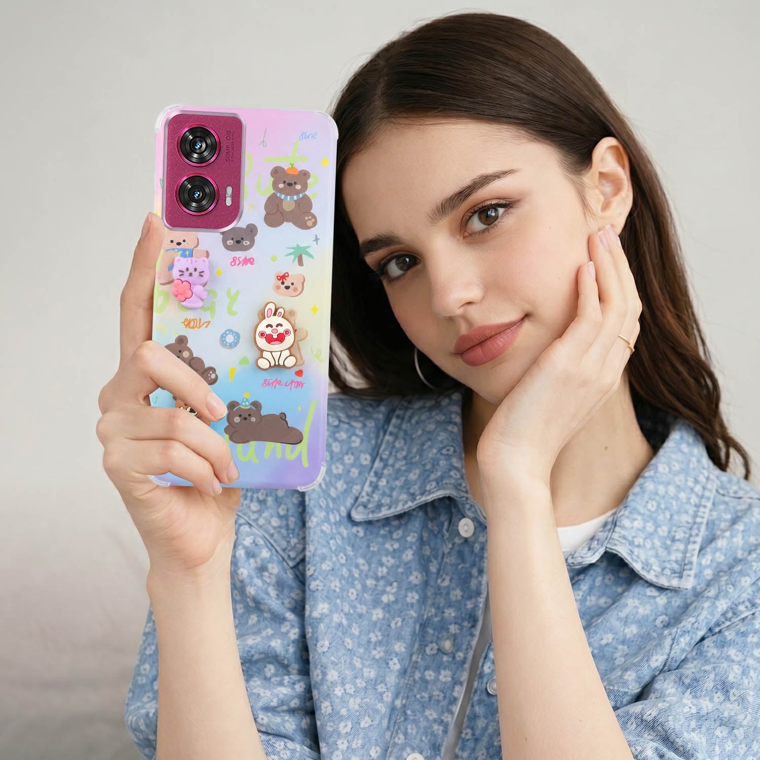 For Motorola Moto Edge 50 Fusion Back Cover Case (3D Cute Cartoons | Hard Back Side Soft | Matte Premium Finish | HD Printing)