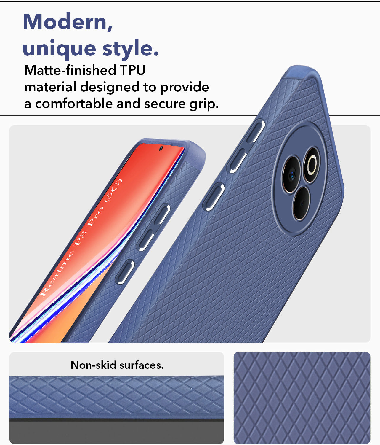 For Realme P3 Pro  Back Cover Case (Liquid Silicone | Side Grip | Camera Protection)