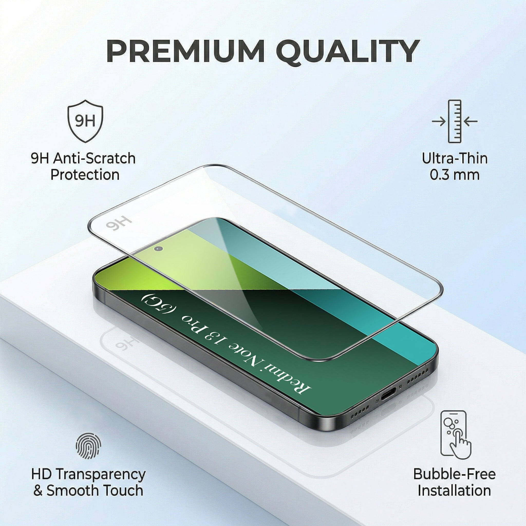 For Redmi Note 13 Pro Combo with Back Cover and 9H Tempered Glass (Liquid Silicone | Camera Protection | Oleophobic Coating Screen Glass)
