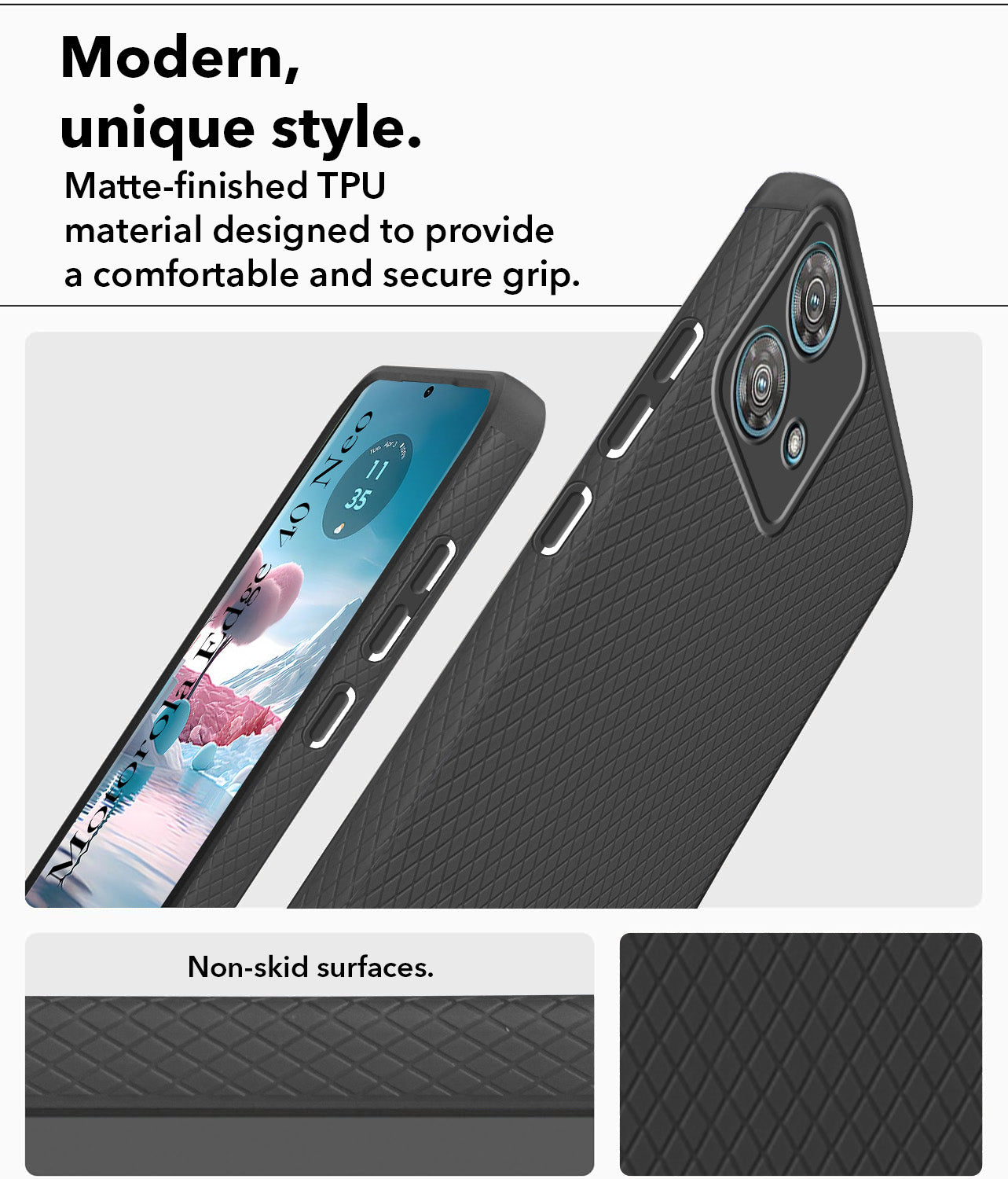 For Motorola Moto Edge 40 Neo Back Cover Case (Liquid Silicone | Side Grip | Camera Protection)