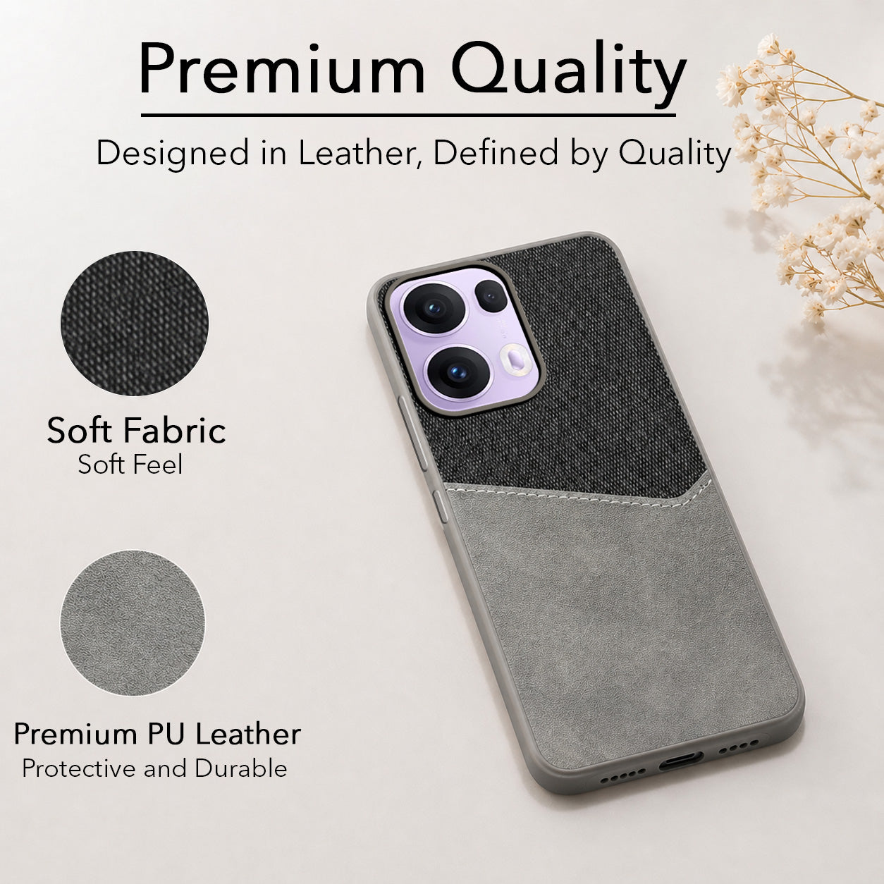 For Oppo Reno13 Pro 5G | Oppo Reno 13 Pro 5G Back Cover Case (Dual PU Leather Stitch | Professional Minimalist | Soft and Flexible)