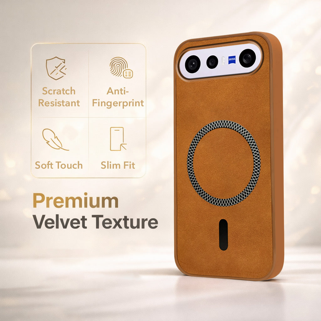 For Vivo X300 FE Back Cover Case Leather Finish (MagSafe Compatible Wireless Charging | Soft Touch | Camera Bump Protection)