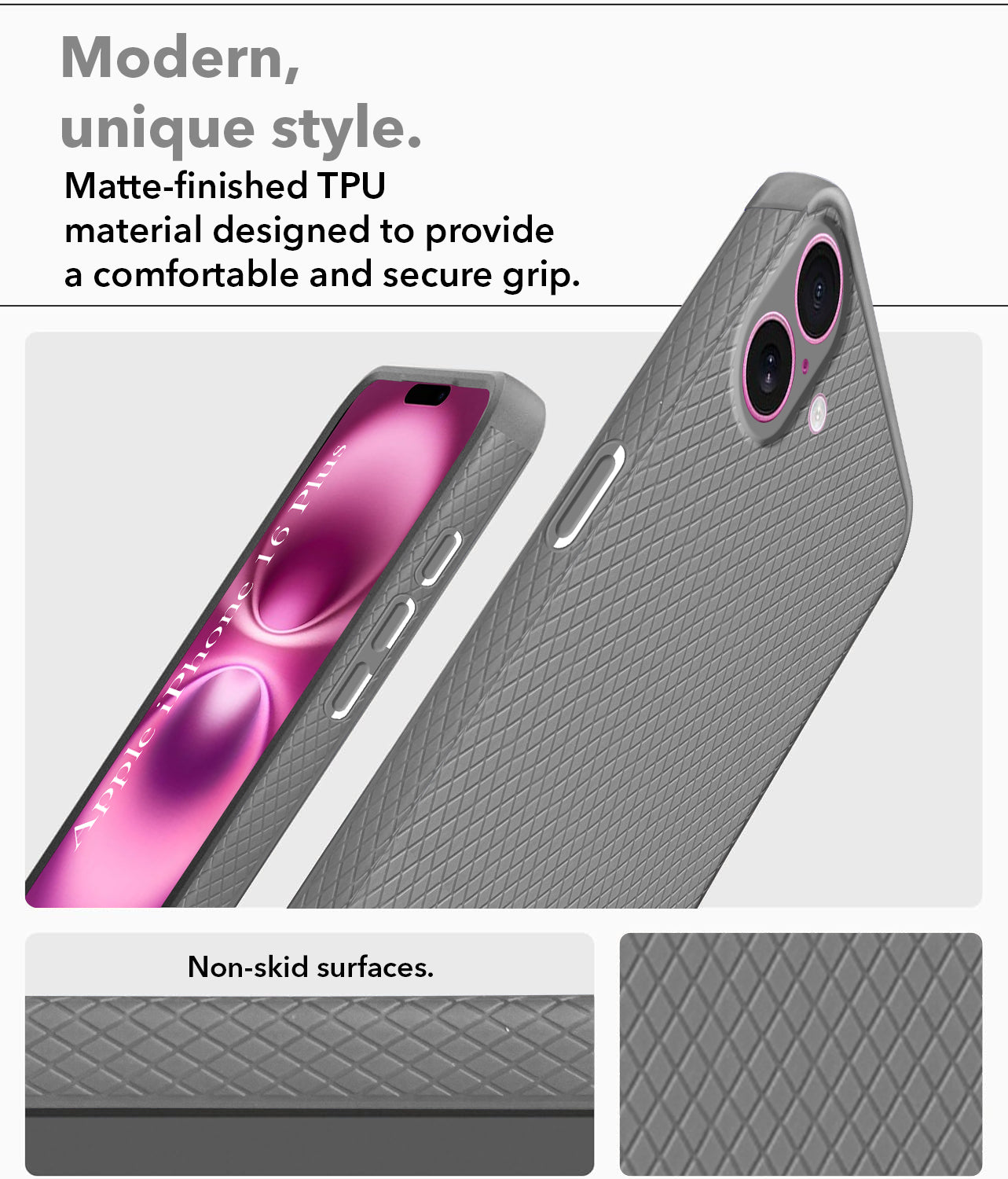 For Apple iPhone 16 Plus Back Cover Case (Liquid Silicone | Side Grip | Camera Protection)