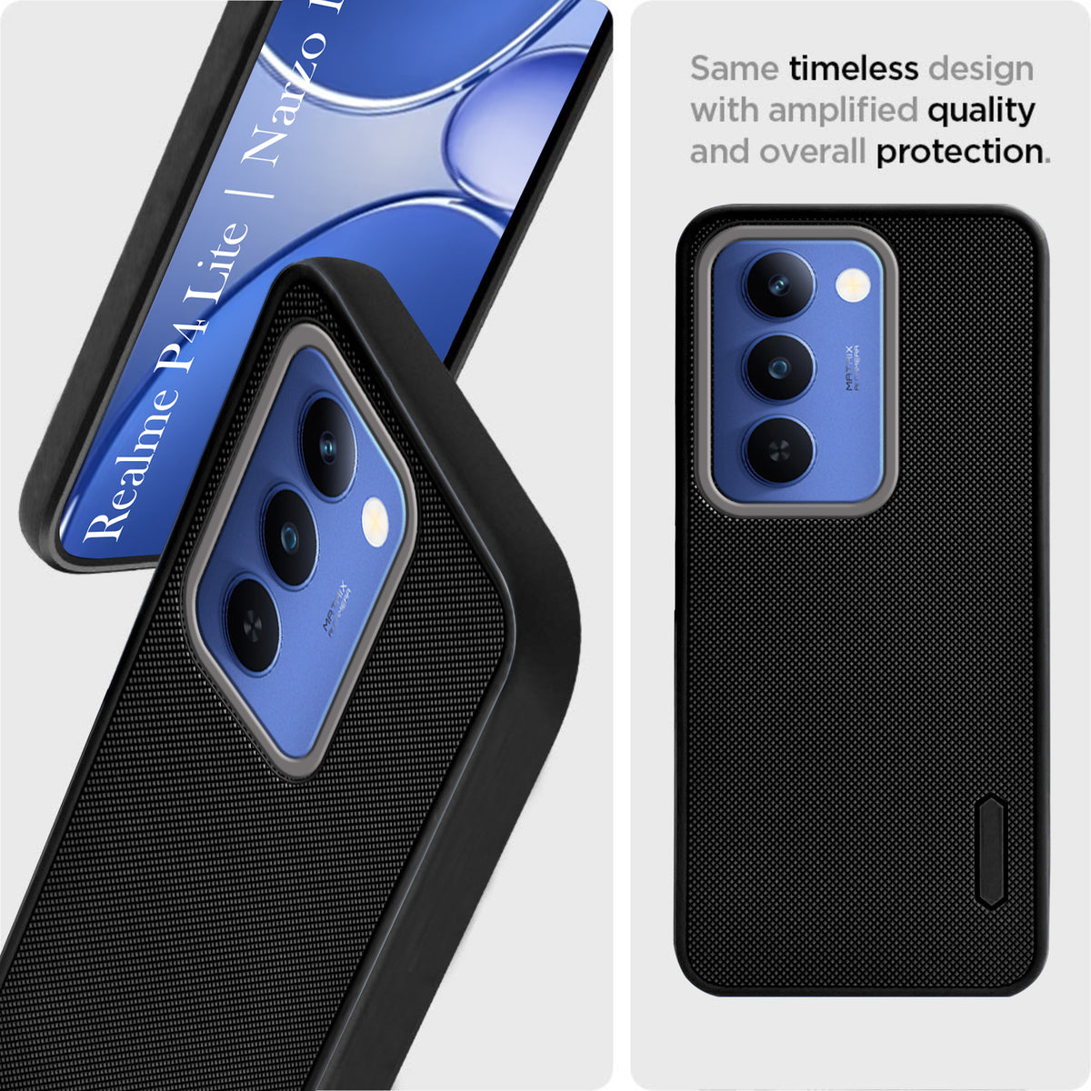 For Realme P4 Lite 5G | Narzo 100 Lite 5G Back Cover Case Rubberised (Textured Grip Design| Micro-Fiber Cloth Inside | Slim and Light Weight | Soft Touch and Feel)