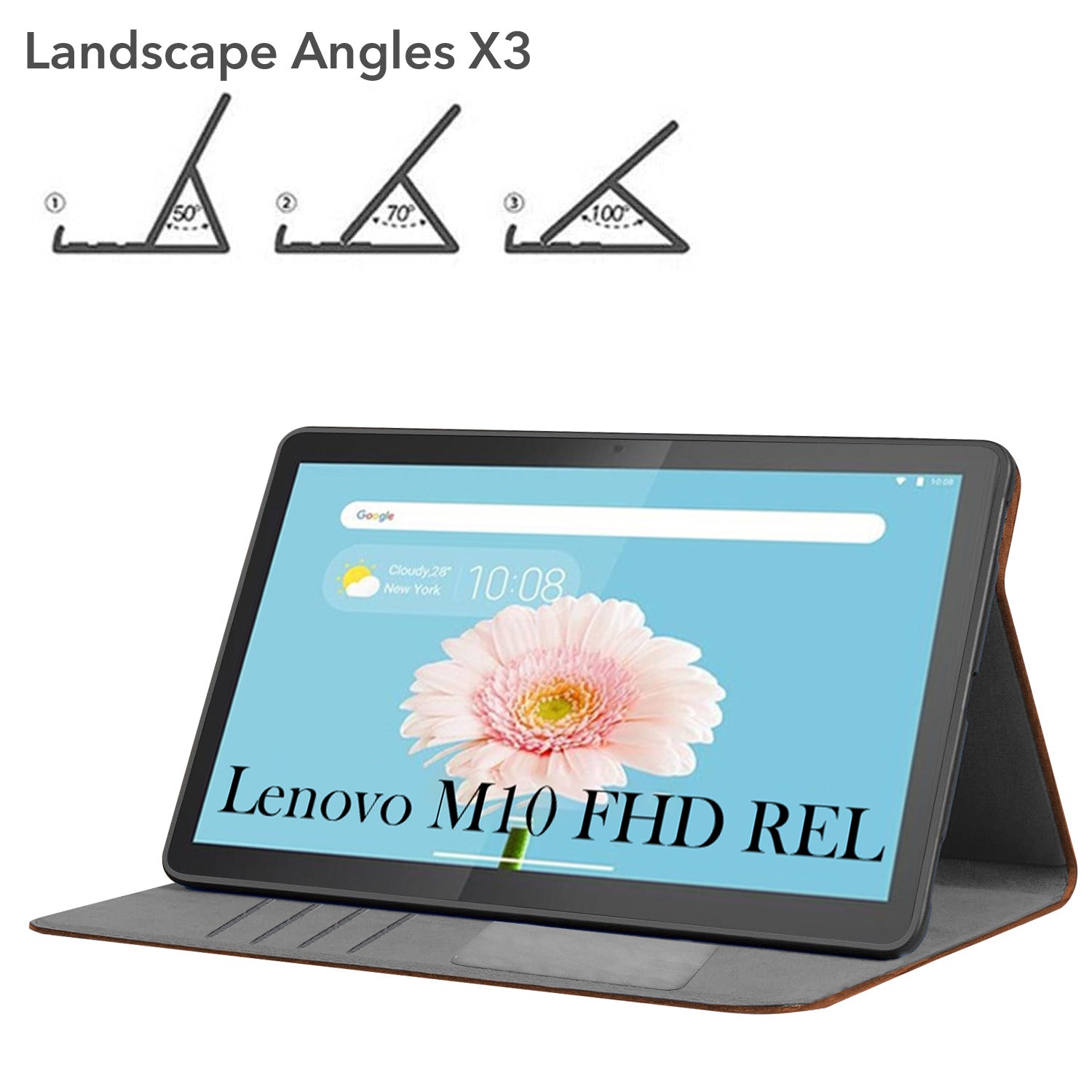 For Flip Cover Folio Case  Lenovo M10 FHD REL (TB-X605FC, TB-X605LC, ZA4Y0079IN, TB-X605M, TB-X605L) 12 Inch  (PU Leather | Multi-Angle Smart Stand | Card Storage Slots | Silicone Back Pouch)