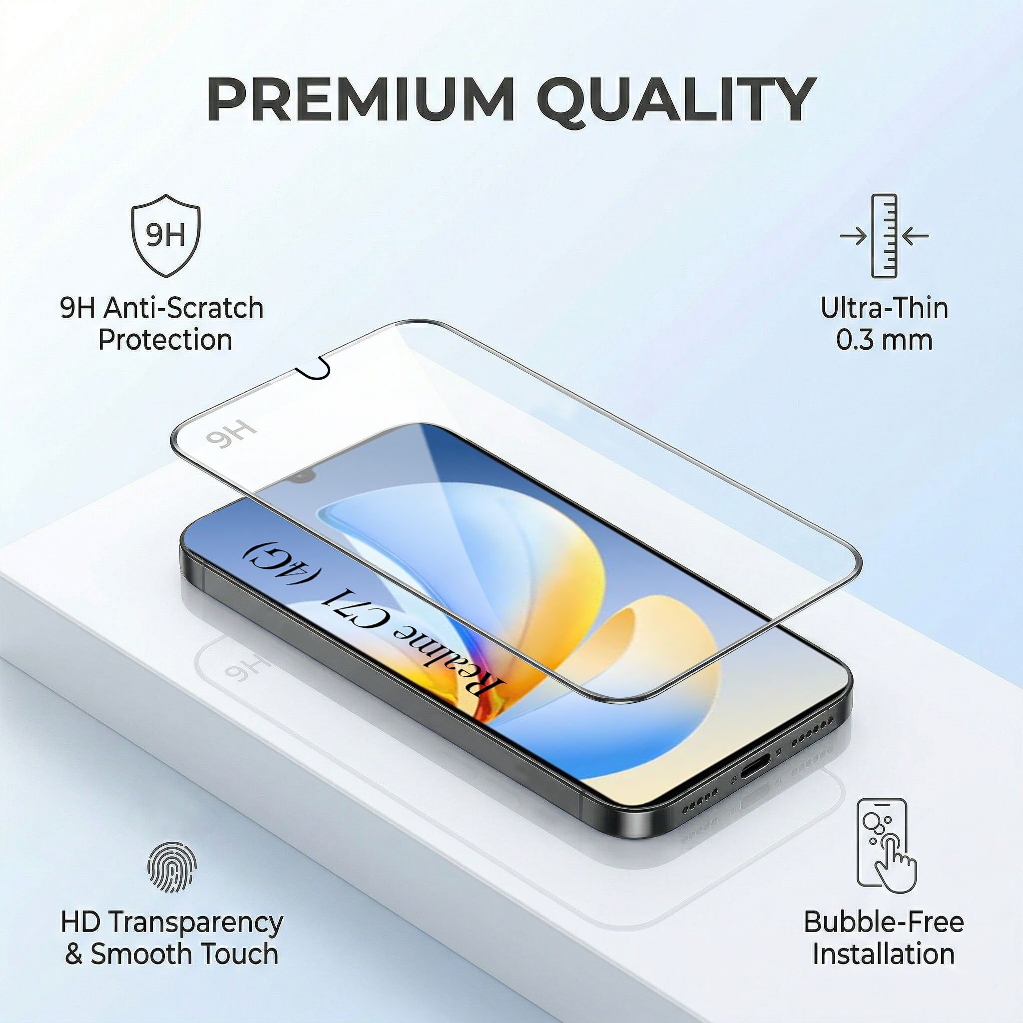 For Realme C71 Combo (Textured Grip Design | Micro-Fiber Cloth Inside | Oleophobic Coating Screen Glass)