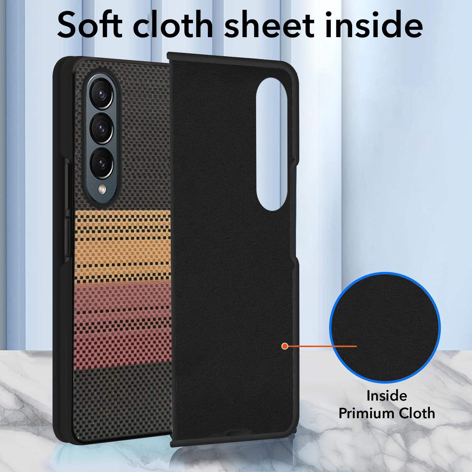 For Samsung Galaxy Z Fold 4 5G Back Flip Case Cover (Craft Printed Design | Hybrid Texture | Inside Microfiber Cloth)