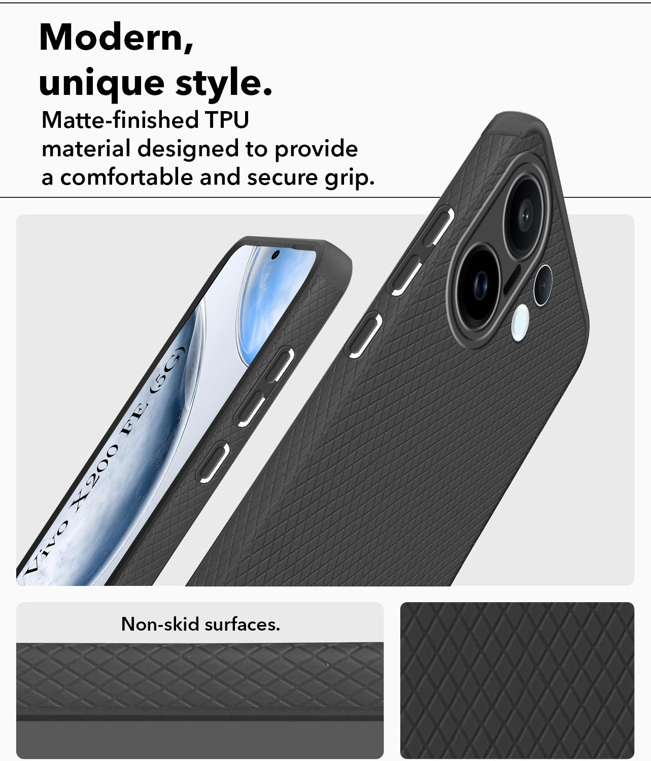 For Vivo X200 FE Back Cover Case (Liquid Silicone | Side Grip | Camera Protection)