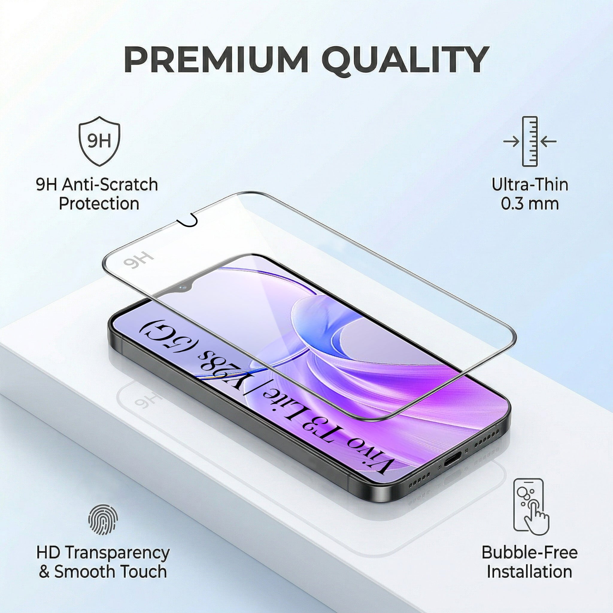 For Vivo Y28s 5G | Vivo T3 Lite 5G Combo with Back Cover and 9H Tempered Glass (Liquid Silicone | Camera Protection | Oleophobic Coating Screen Glass)