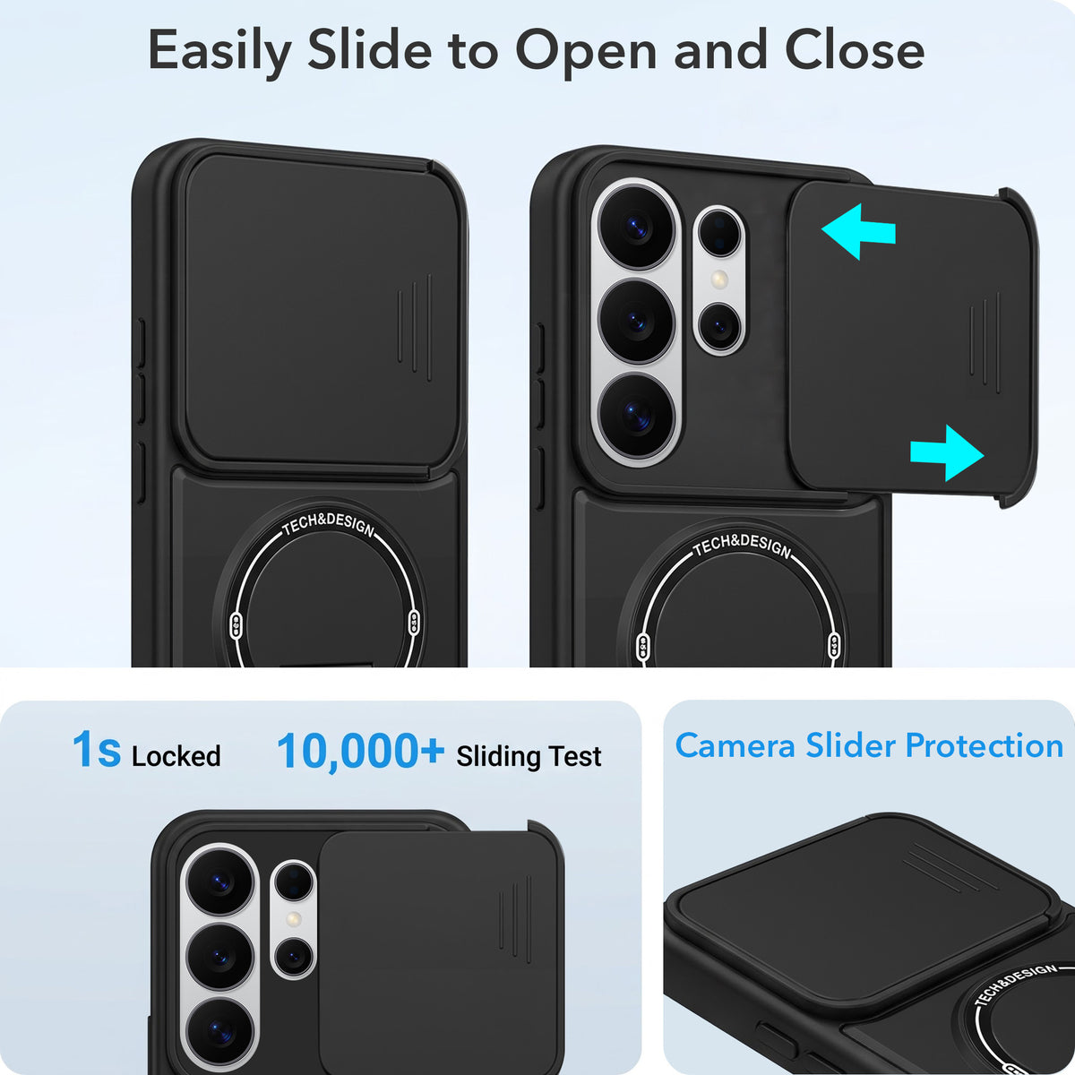 For Samsung Galaxy S26 Ultra Back Case Cover Metallic (Hybrid Armor Kickstand | Sliding Shutter Camera Protection | MagSafe Compatible)