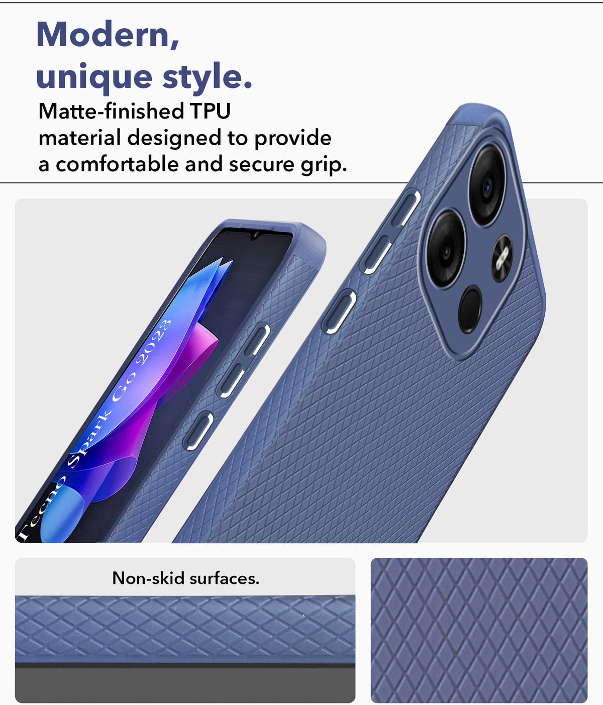 For Tecno Spark Go 2023 Back Cover Case (Liquid Silicone | Side Grip | Camera Protection)