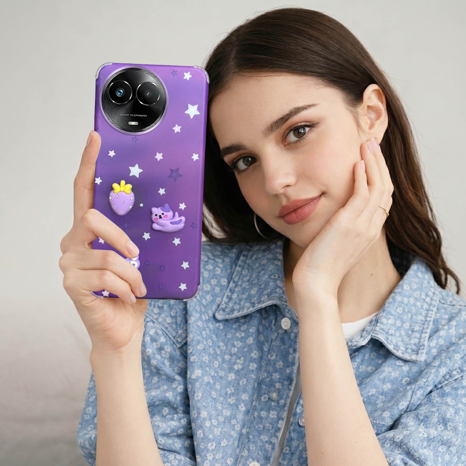 For Realme C67 Back Cover Case (3D Cute Cartoons | Hard Back Side Soft | Matte Premium Finish | HD Printing)