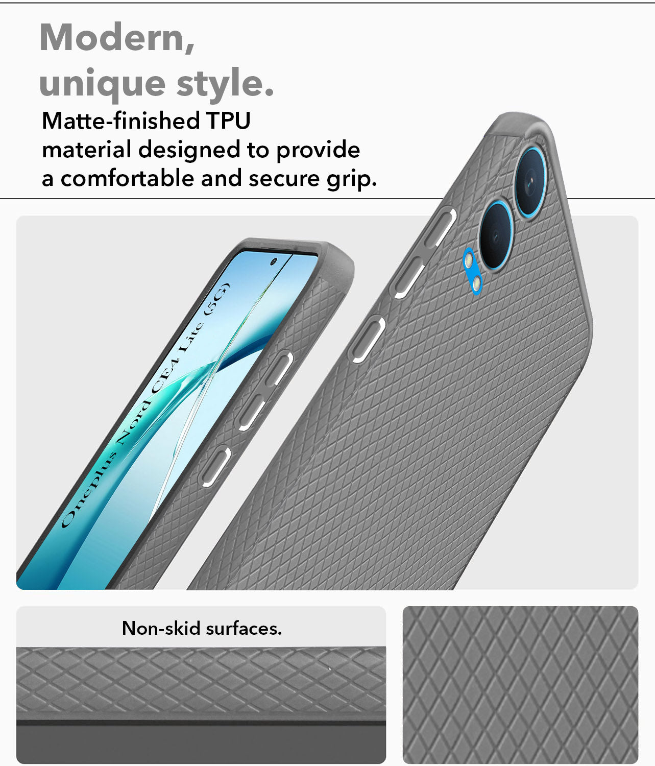 For OnePlus Nord CE 4 Lite Back Cover Case (Liquid Silicone | Side Grip | Camera Protection)