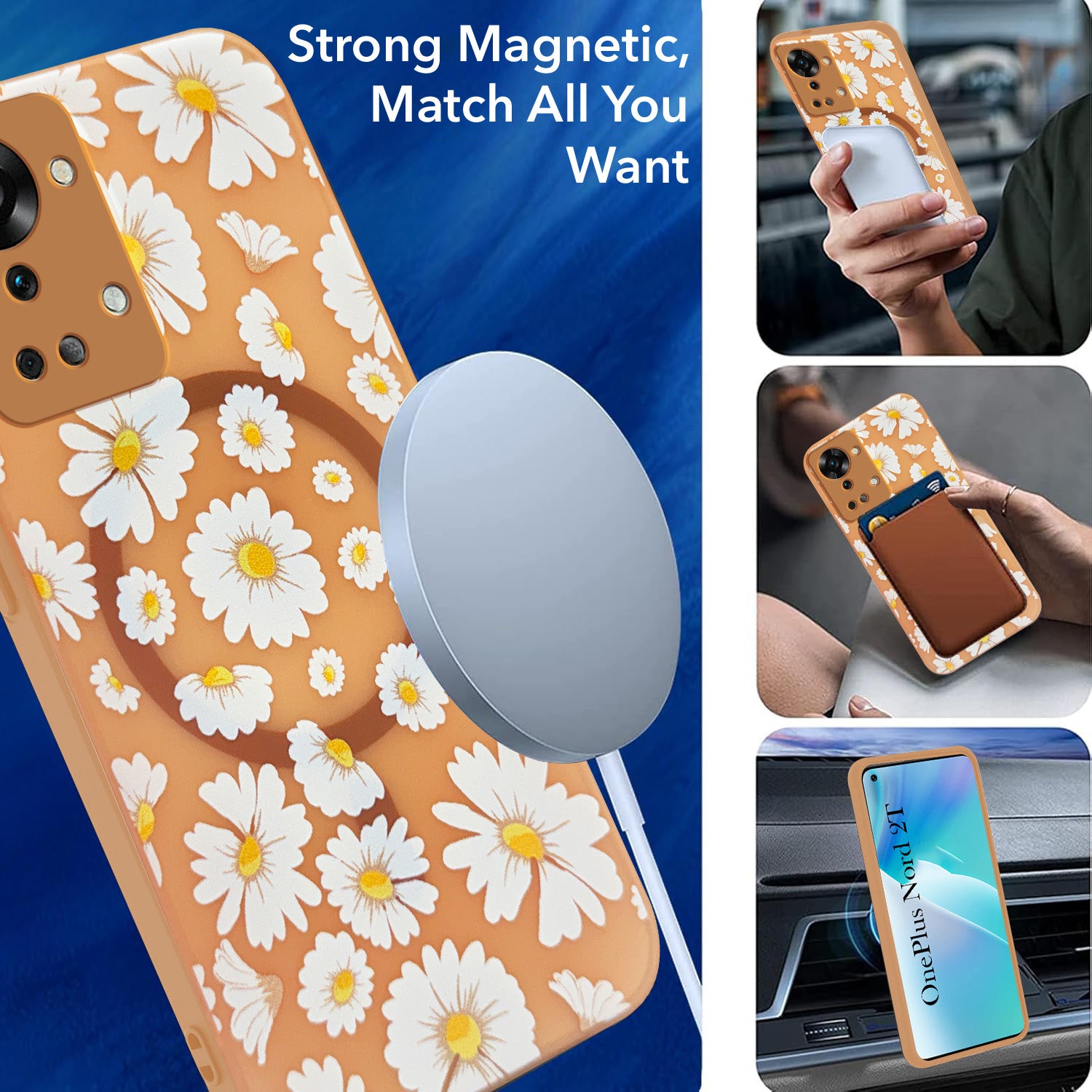 For OnePlus Nord 2T Back Cover Case (Cute Floral Design | Flower Print for Girls | MagSafe Compatible Wireless Charging)