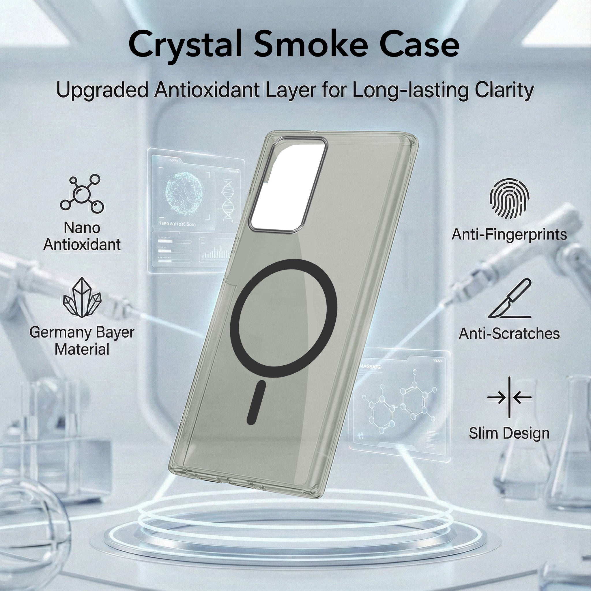 For Samsung Galaxy Note 20 Ultra 5G Back Cover Case Lifetime Anti-Yellow MagSafe Compatible Clear (Sleek Hard Crystal | Shockproof and Camera Protection)