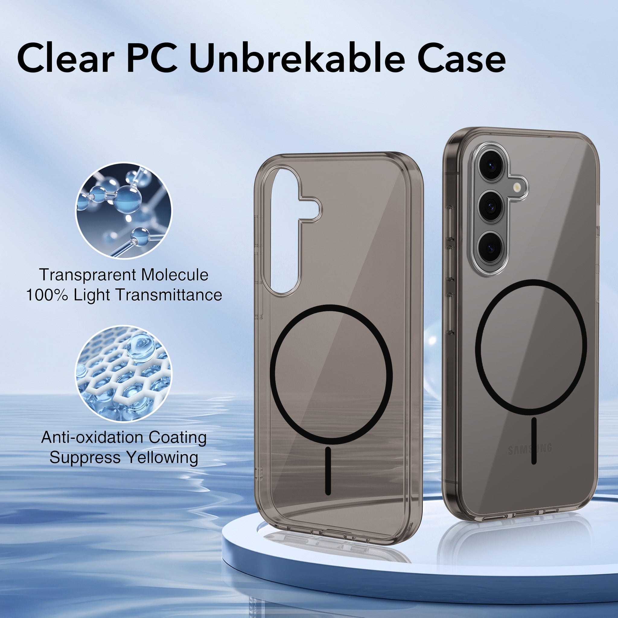For Samsung Galaxy S24 FE Back Case Cover Crystal Anti Yellow (Unbreakable PC | MagSafe Wireless Charging Support |Camera Protection Bump)