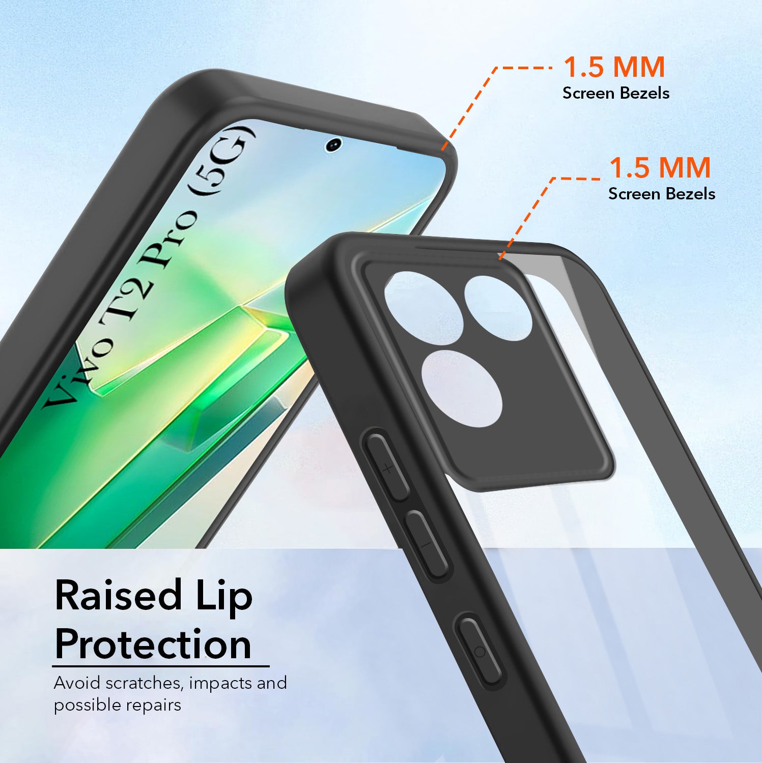 For Vivo T2 Pro Back Cover Case Ultra-Hybrid (Lifetime Anti Yellow | Anti Scratch | Crystal Clear Shockproof)