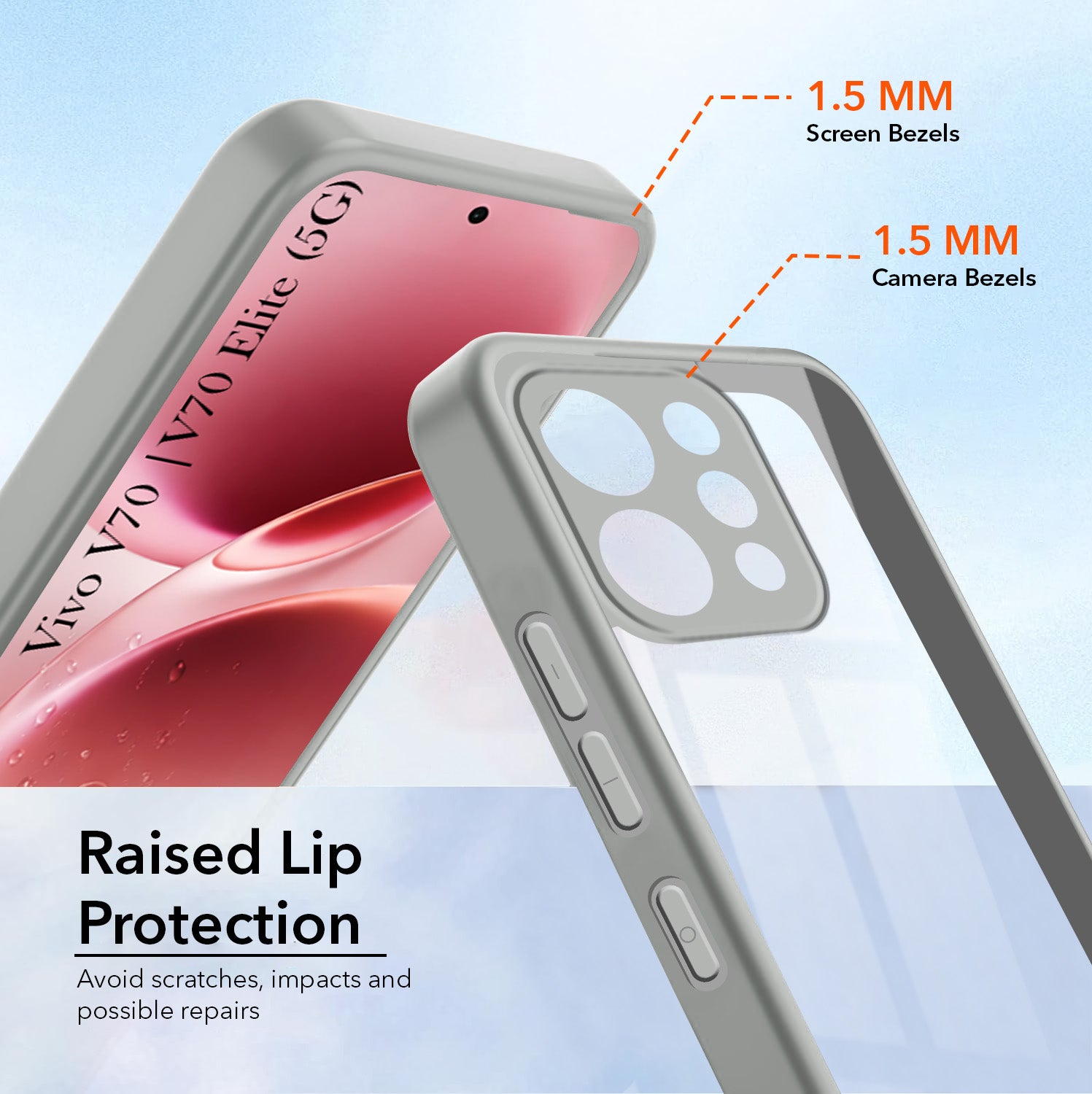 For Vivo V70 | Vivo V70 Elite (5G) Back Cover Case Ultra-Hybrid (Lifetime Anti Yellow | Anti Scratch | Crystal Clear Shockproof)