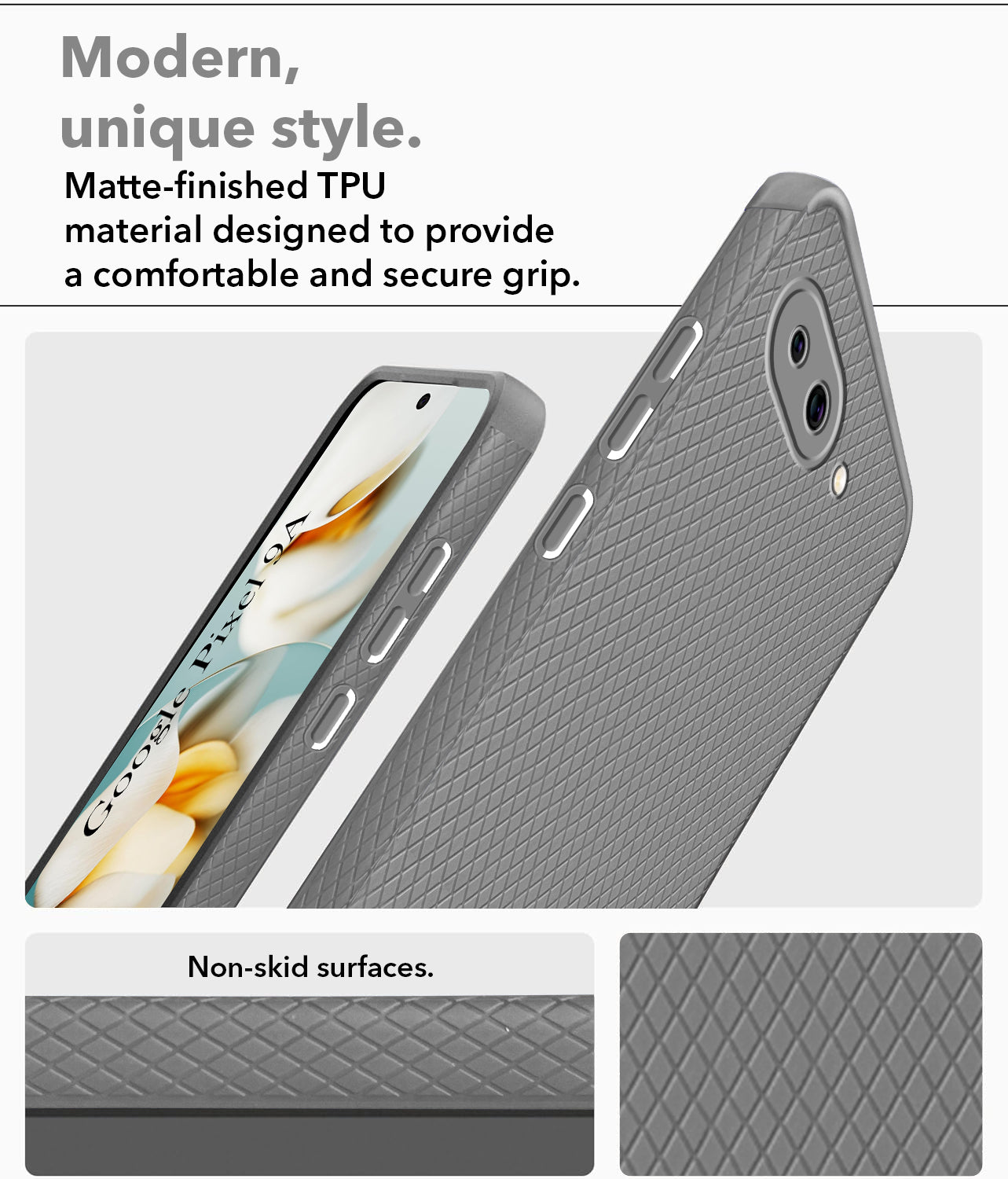 For Google Pixel 9A Back Cover Case (Liquid Silicone | Side Grip | Camera Protection)