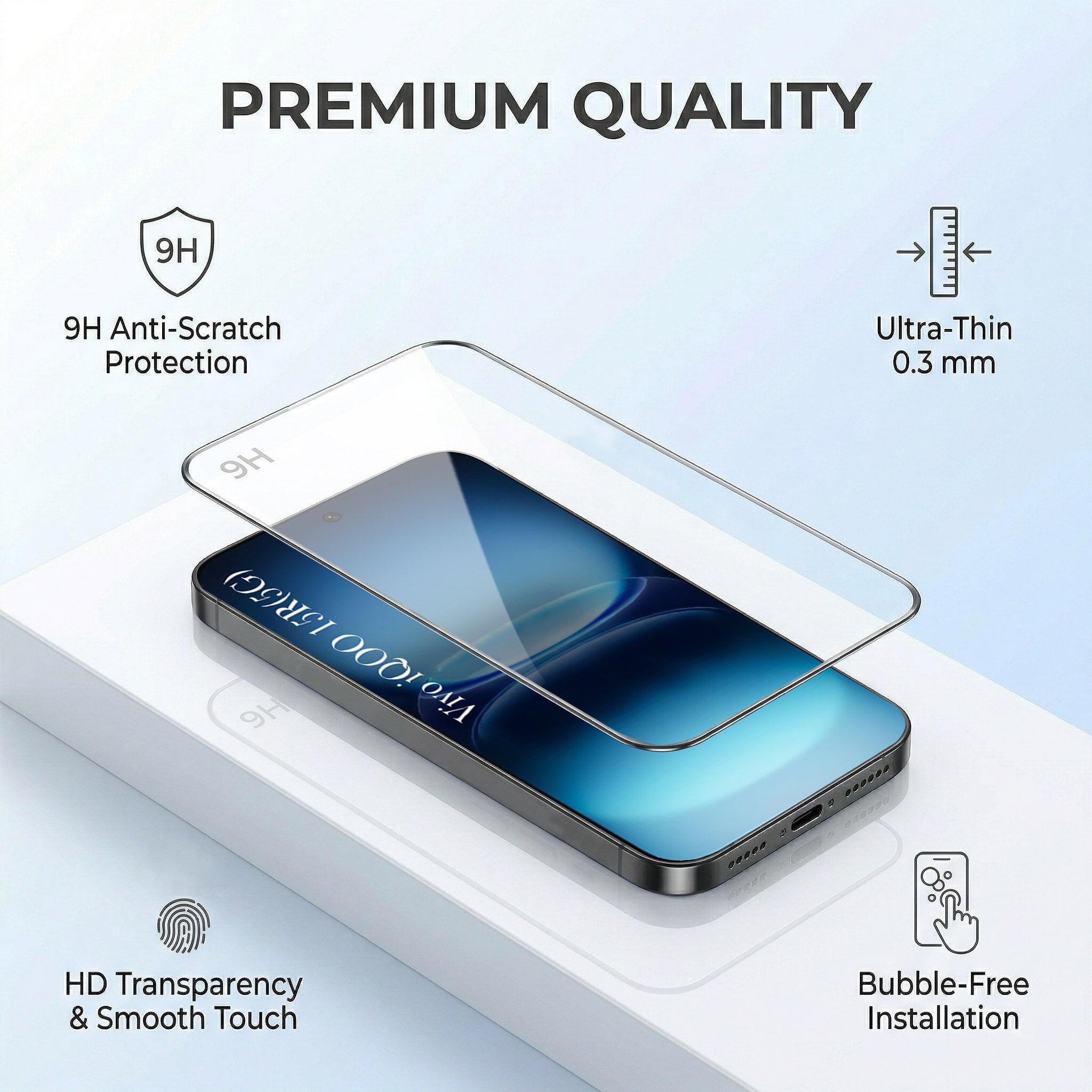 For Vivo iQOO 15R 5G Combo with Back Cover and 9H Tempered Glass (Liquid Silicone | Camera Protection | Oleophobic Coating Screen Glass)