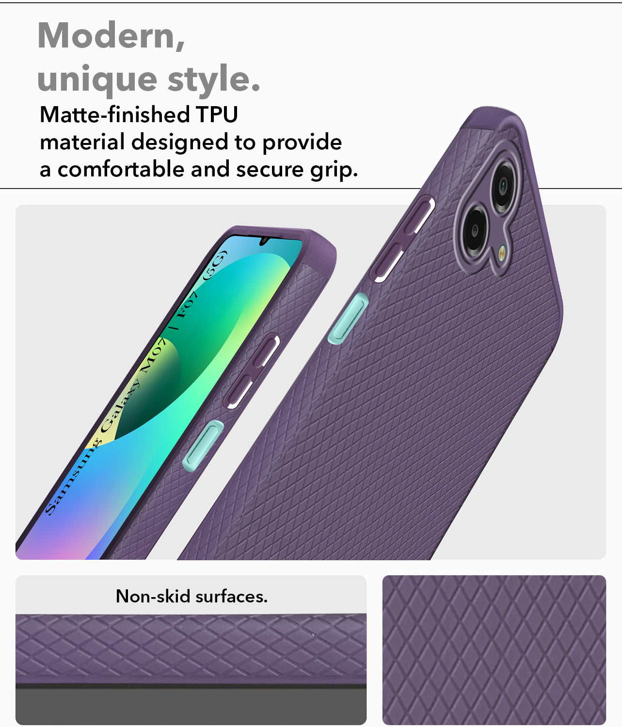 For Samsung Galaxy M07 | Samsung Galaxy F07 Back Cover Case Liquid Silicone (Camera Protection | Side Grip Texture | Soft and Flexible)