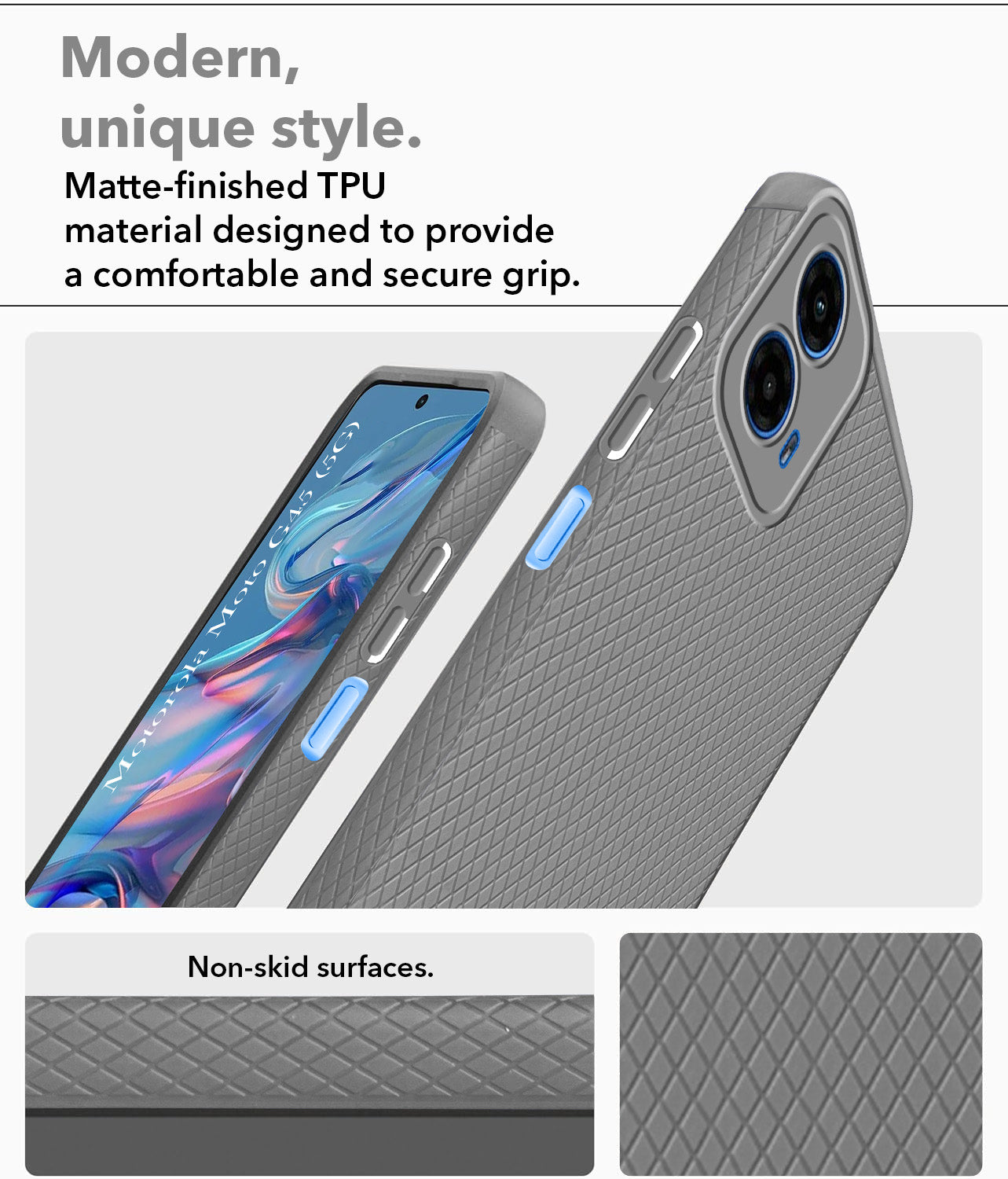 For Motorola Moto G45 Back Cover Case Liquid Silicone (Camera Protection | Side Grip Texture | Soft and Flexible)