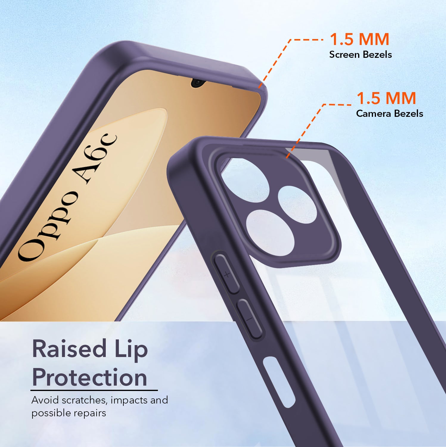 For Oppo A6c 4G Back Cover Case Ultra-Hybrid (Lifetime Anti Yellow | Anti Scratch | Crystal Clear Shockproof)