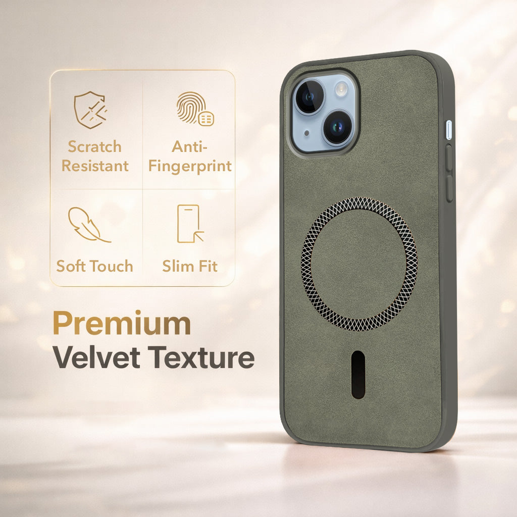 For Apple iPhone 14 Back Cover Case (Sleek Leather Finish | MagSafe Compatible Wireless Charging | Camera Bump Protection)