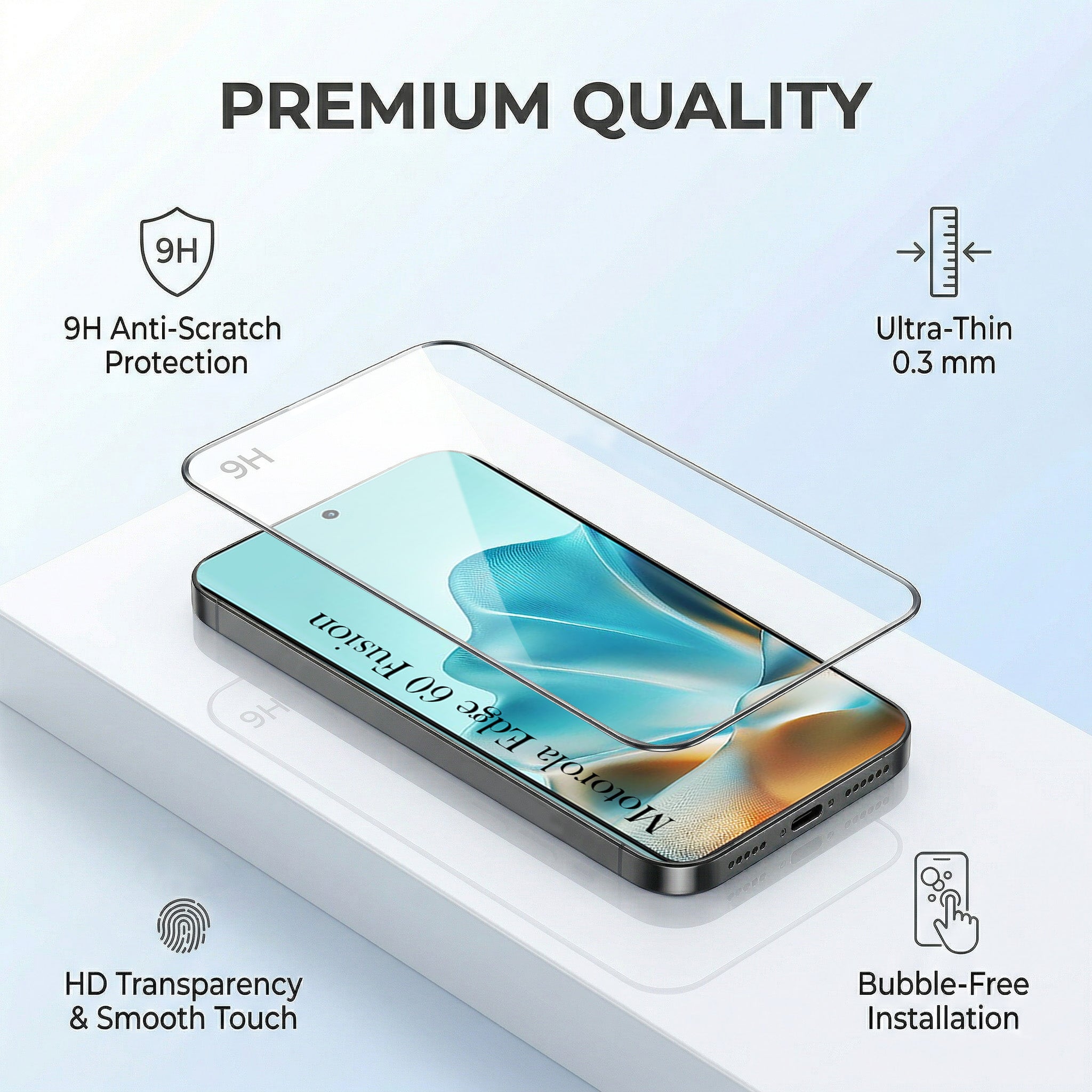 For Motorola Moto Edge 60 Fusion Combo with Back Cover and 9H Tempered Glass (Liquid Silicone | Camera Protection | Oleophobic Coating Screen Glass)