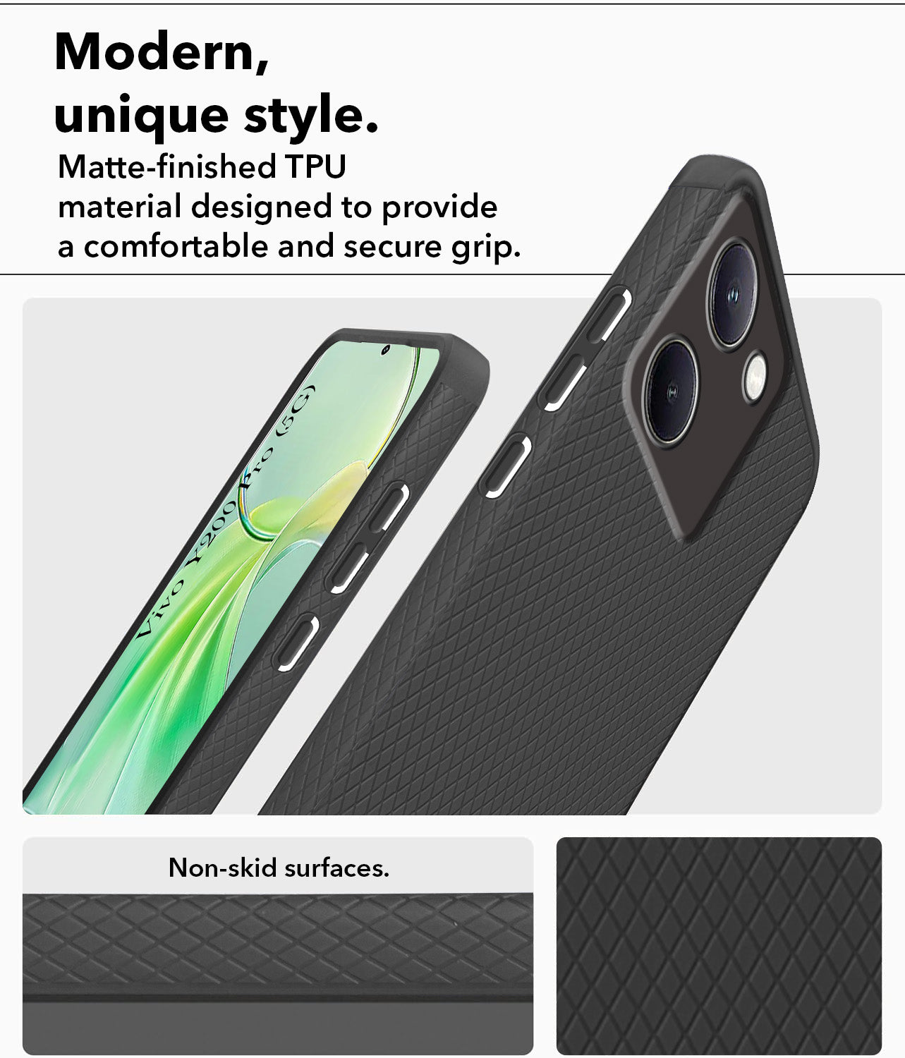 For Vivo Y200 Pro 5G Back Cover Case (Liquid Silicone | Side Grip | Camera Protection)