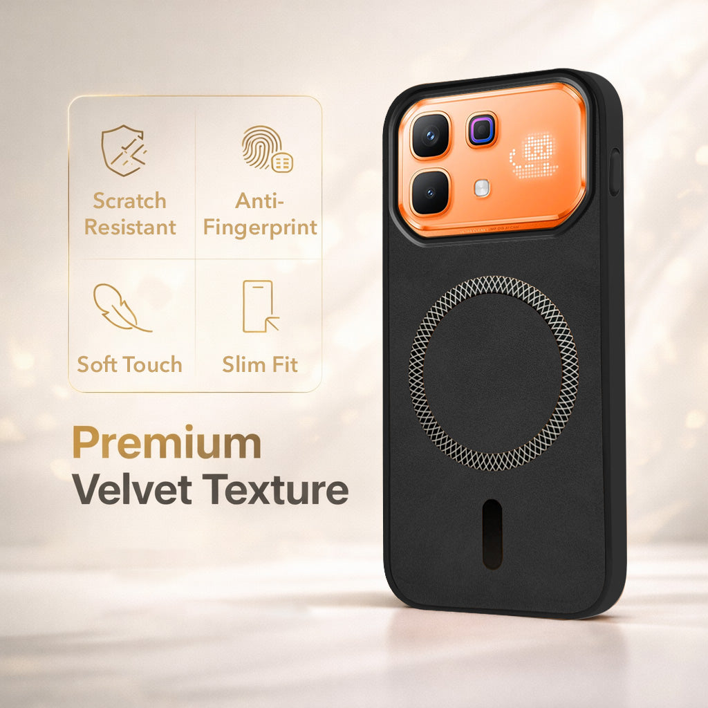 For Infinix Note 60 Pro 5G Back Cover Case Leather Finish (MagSafe Compatible Wireless Charging | Soft Touch | Camera Bump Protection)