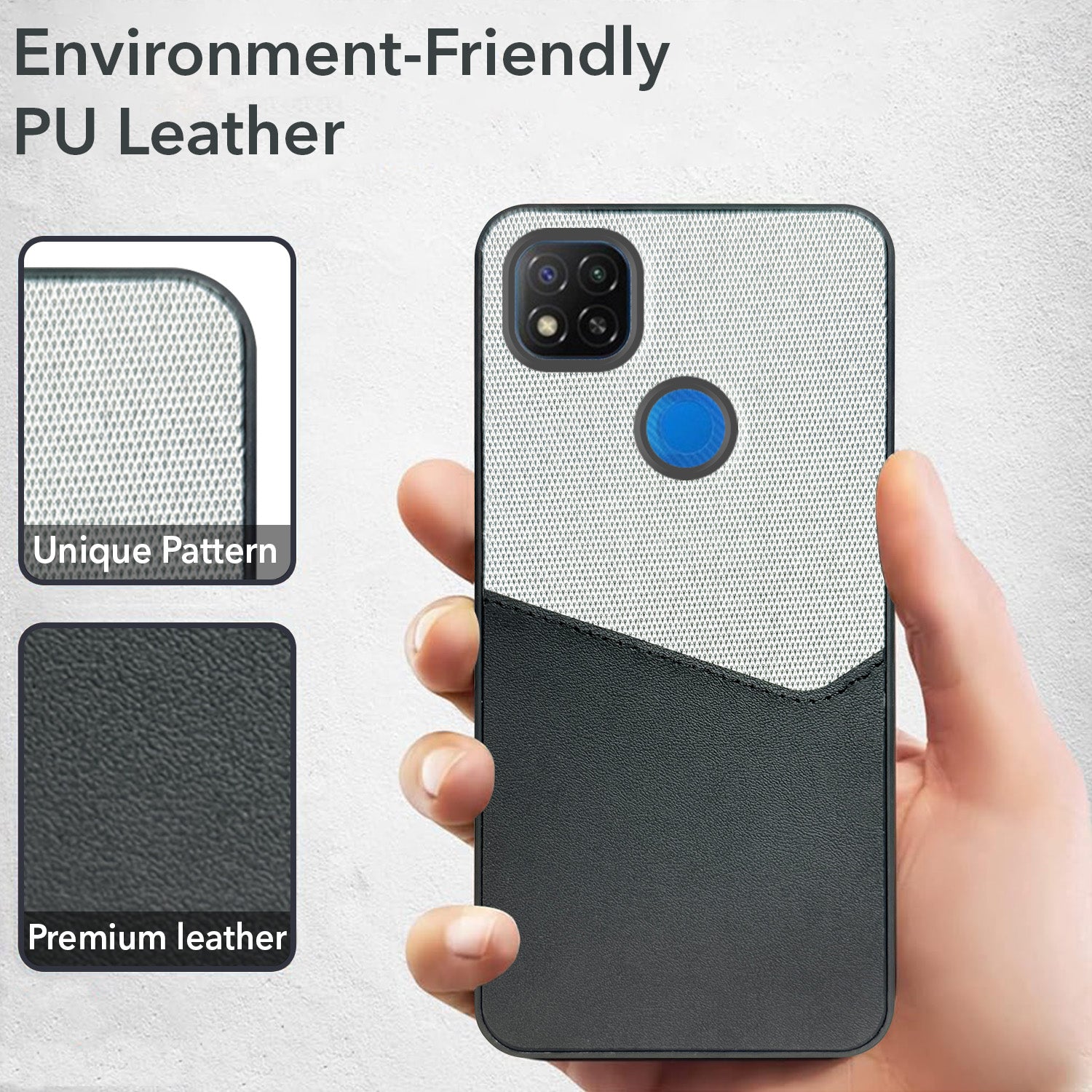 For Redmi 9C Back Cover Case (Dual PU Leather Stitch | Professional Minimalist | Soft and Flexible)