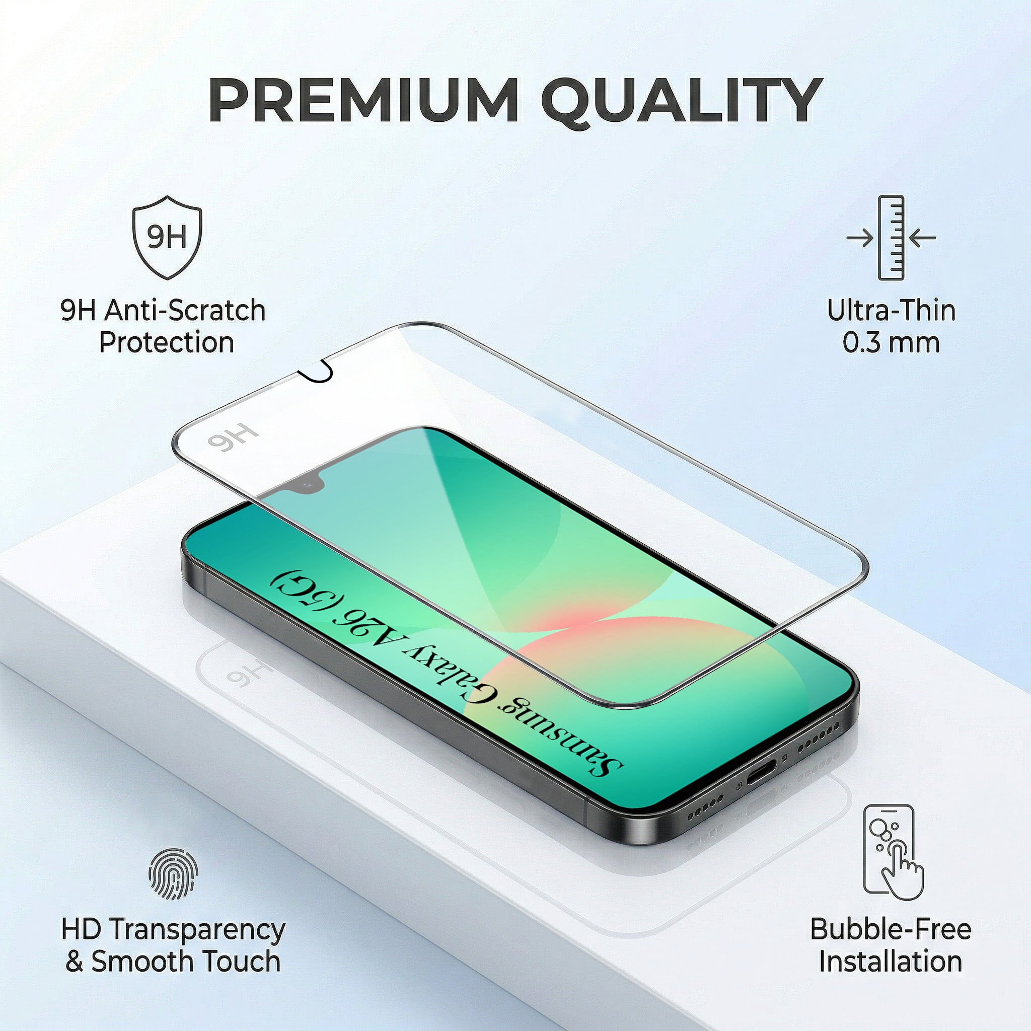 For Samsung Galaxy A26 5G Combo with Back Cover and 9H Tempered Glass (Liquid Silicone | Camera Protection | Oleophobic Coating Screen Glass)
