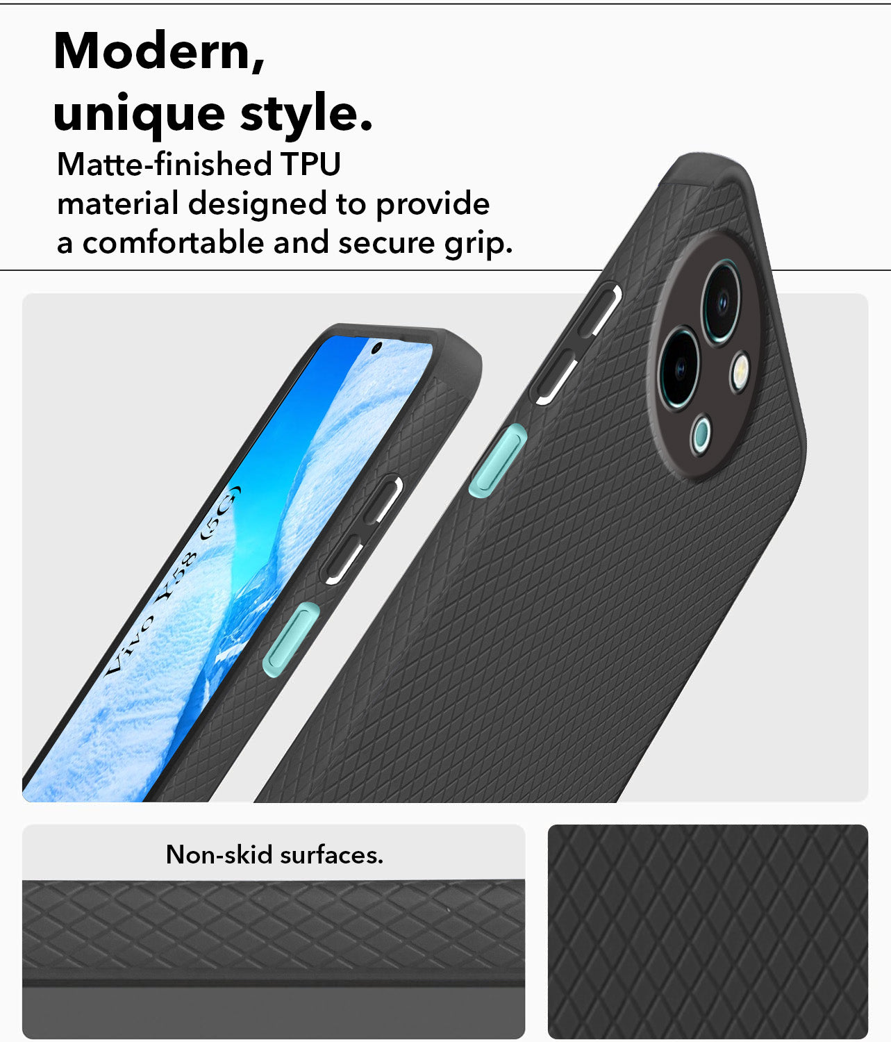 For Vivo Y58 5G Back Cover Case (Liquid Silicone | Side Grip | Camera Protection)