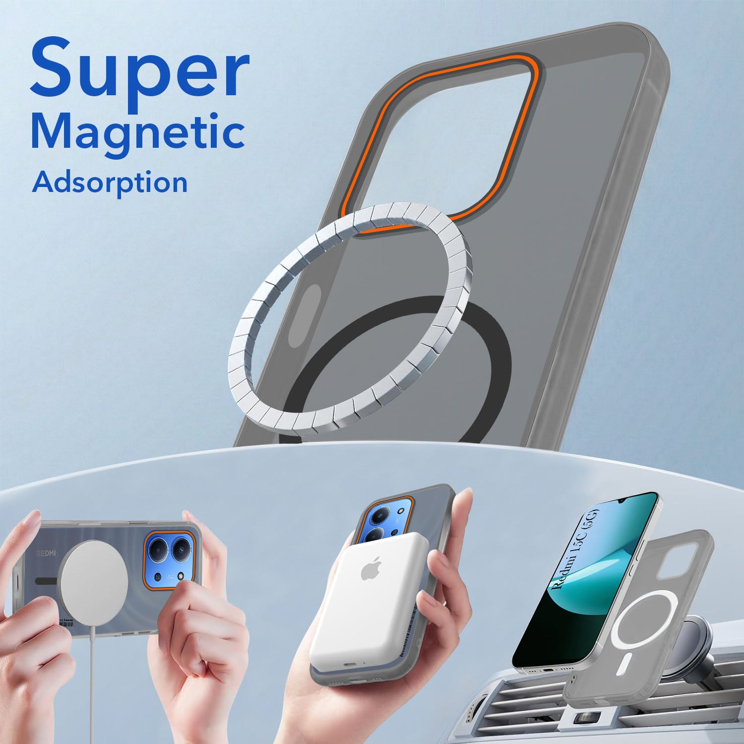For Redmi 15C Back Cover Case (Soft Touch | Camera Bump Protection | MagSafe Compatible | Matte Finish)