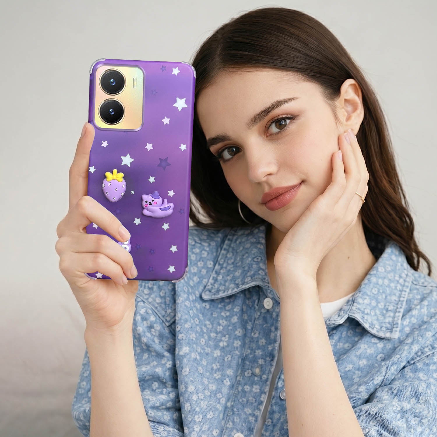 For Vivo T2x Back Cover Case (3D Cute Cartoons | Hard Back Side Soft | Matte Premium Finish | HD Printing)