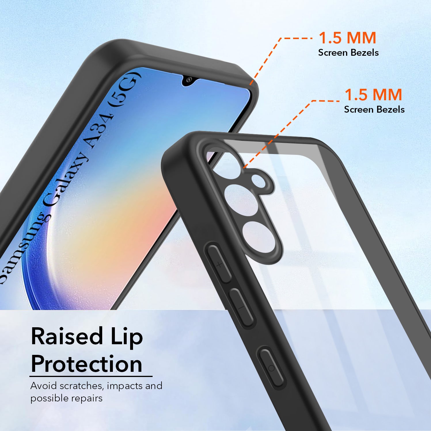 For Samsung Galaxy A34 5G Back Cover Case Ultra-Hybrid  (Lifetime Anti Yellow | Anti Scratch | Crystal Clear Shockproof)