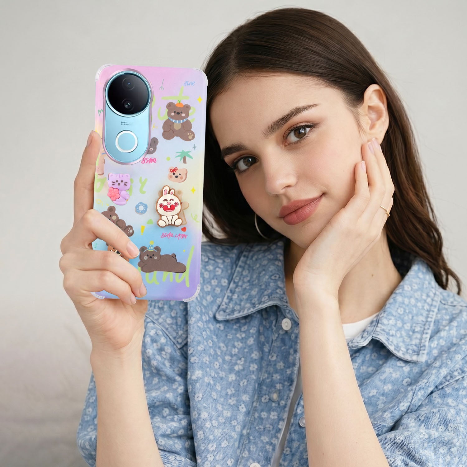 For Vivo iQOO Z10R Back Cover Case (3D Cute Cartoons | Hard Back Side Soft | Matte Premium Finish | HD Printing)